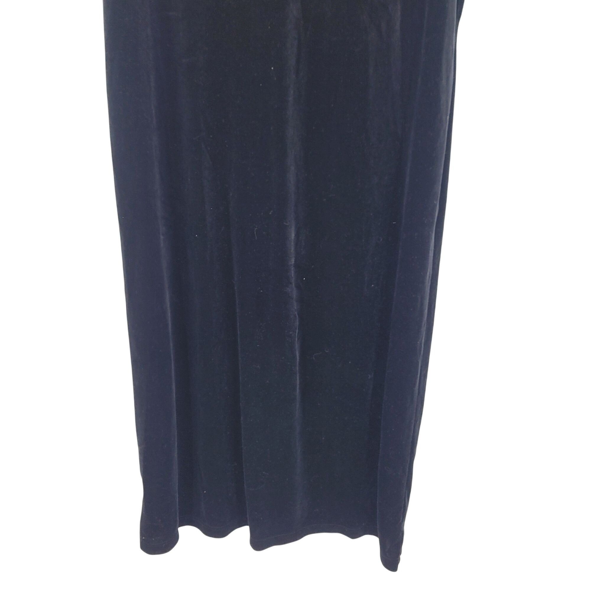 Vintage Vtg 80s Black Velour Sleeveless Maxi Dress XL 16/18 Stretch Size XL / US 12-14 / IT 48-50 - 5 Thumbnail