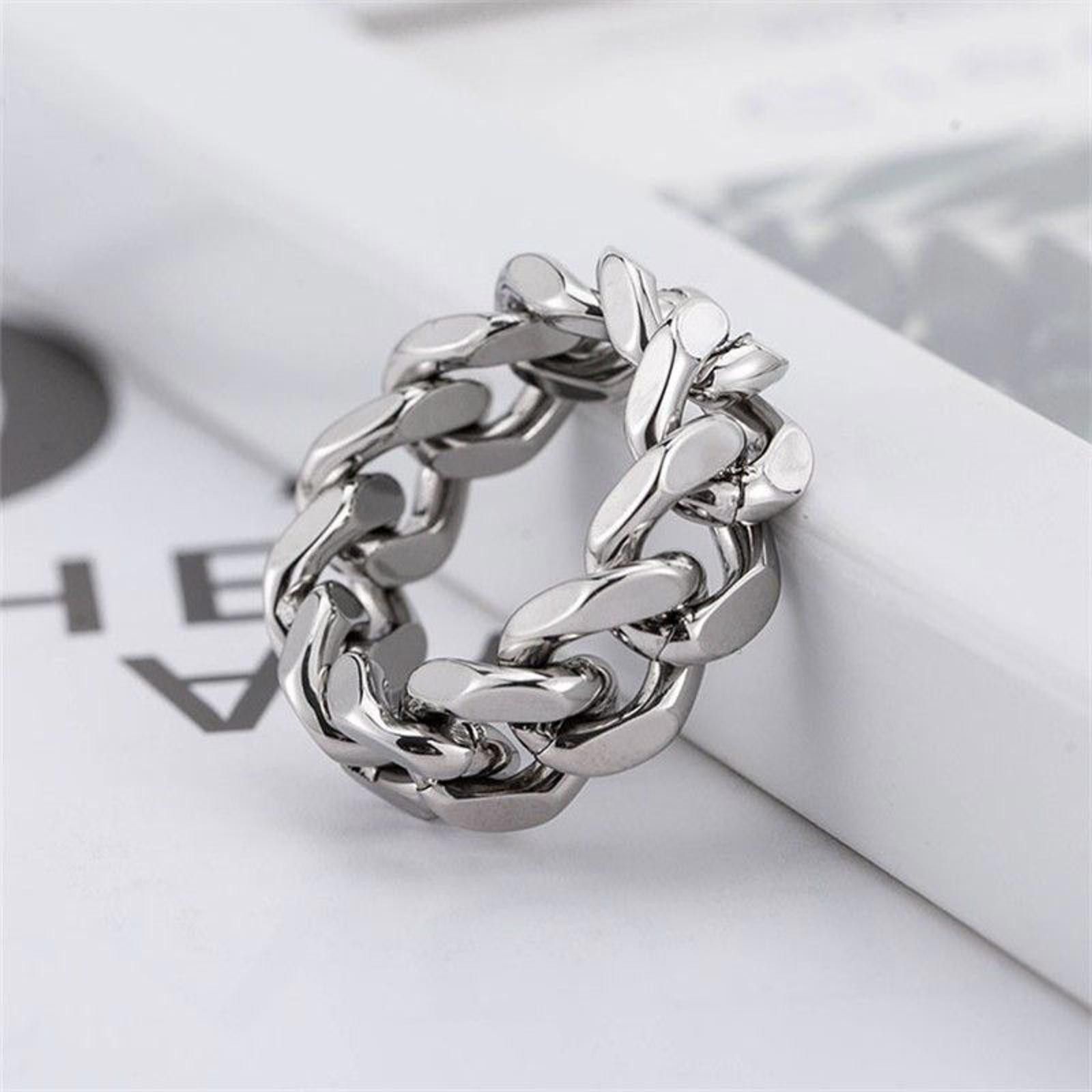 Jewelry Cuban Link Ring, Hollow Ring Size ONE SIZE - 1 Thumbnail