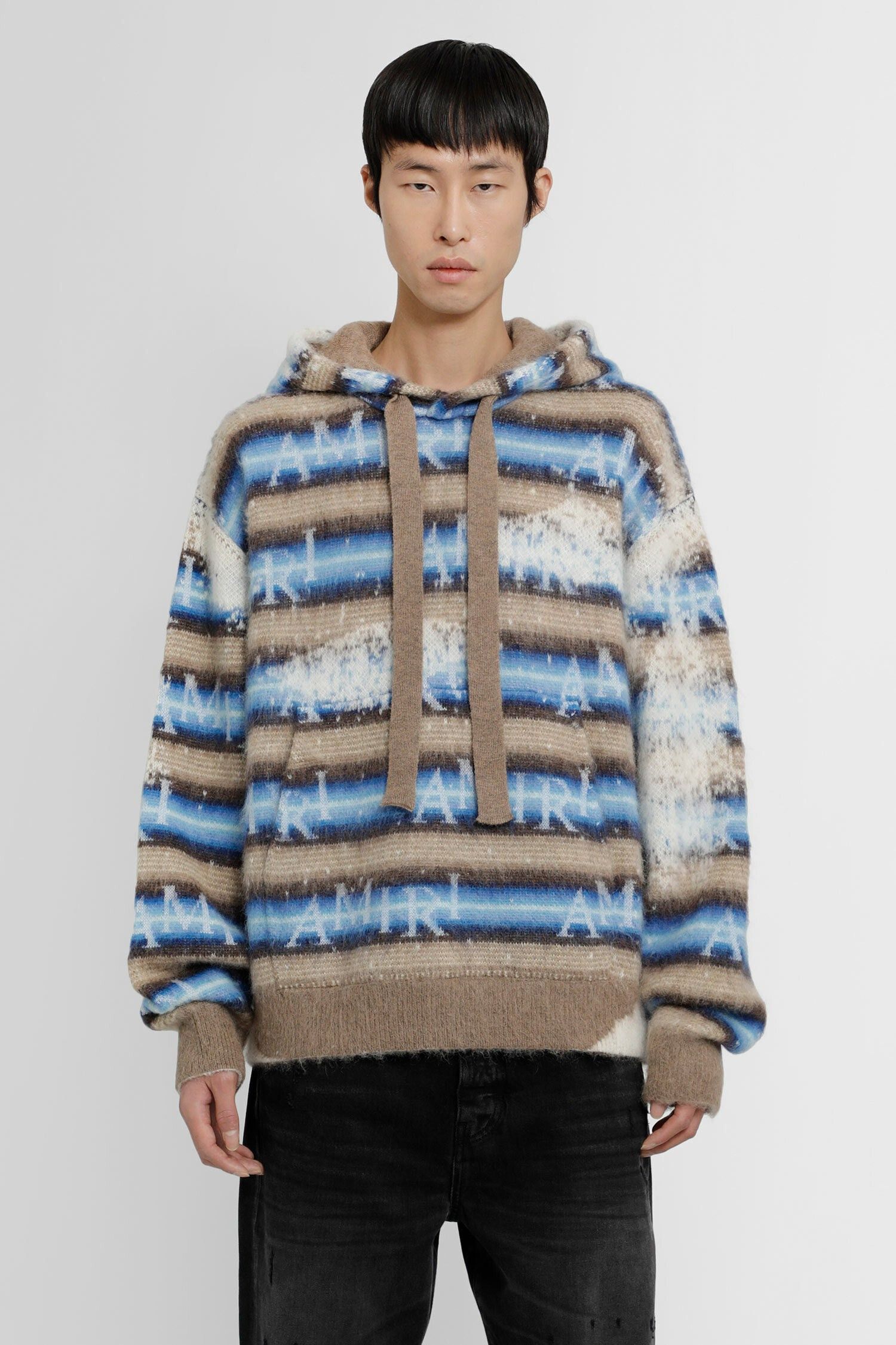 Amiri o1y0525 Logo Hoodie in Beige/Blue Size US L / EU 52-54 / 3 - 1 Thumbnail