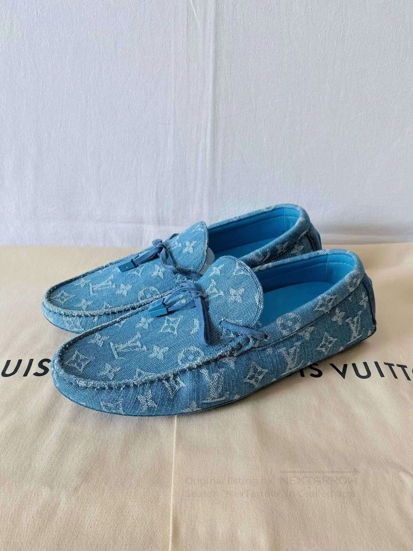 Louis Vuitton LV Denim Monogram Logo Loafers. Size US 8 / EU 41 - 2 Thumbnail