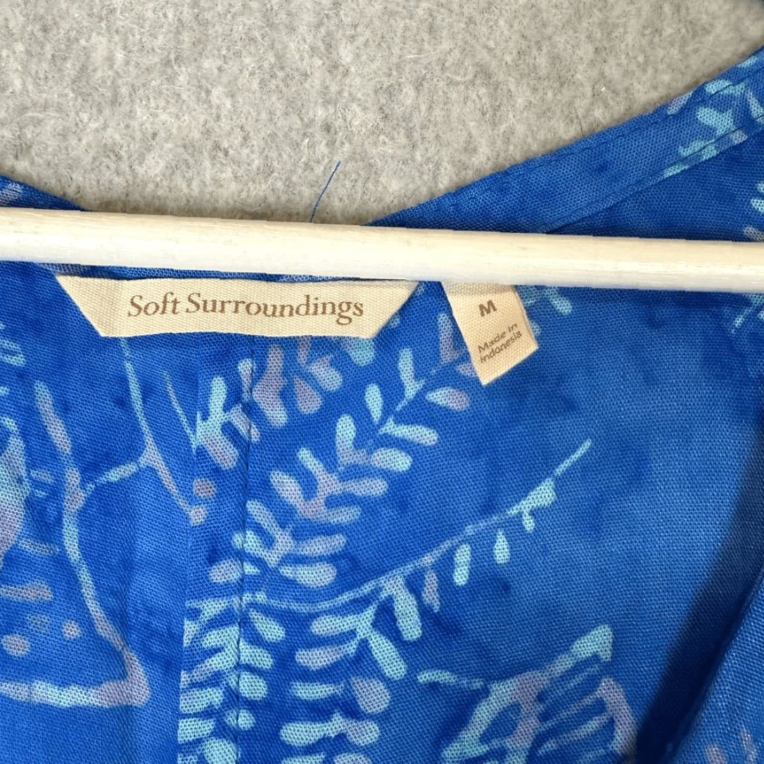 Soft Surroundings Soft Surroundings Dress Womens Medium Blue Batik Floral Cold Shoulder Knee Length A-Line Shirt? Size M / US 6-8 / IT 42-44 - 4 Thumbnail