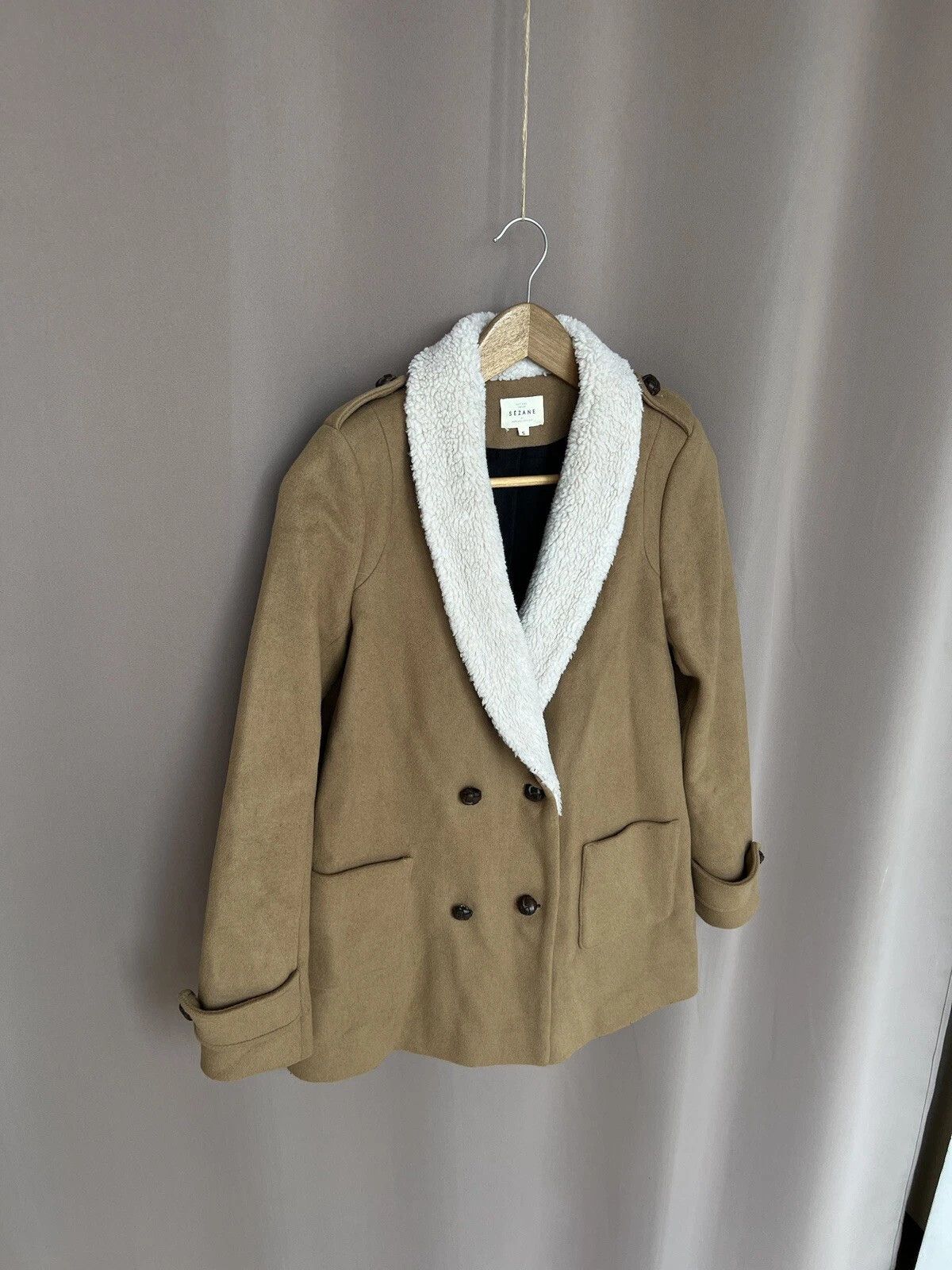 Sezane Sezane Wool Coat Teddy Collar Womens Size S Button Jacket Size S / US 4 / IT 40 - 5 Thumbnail