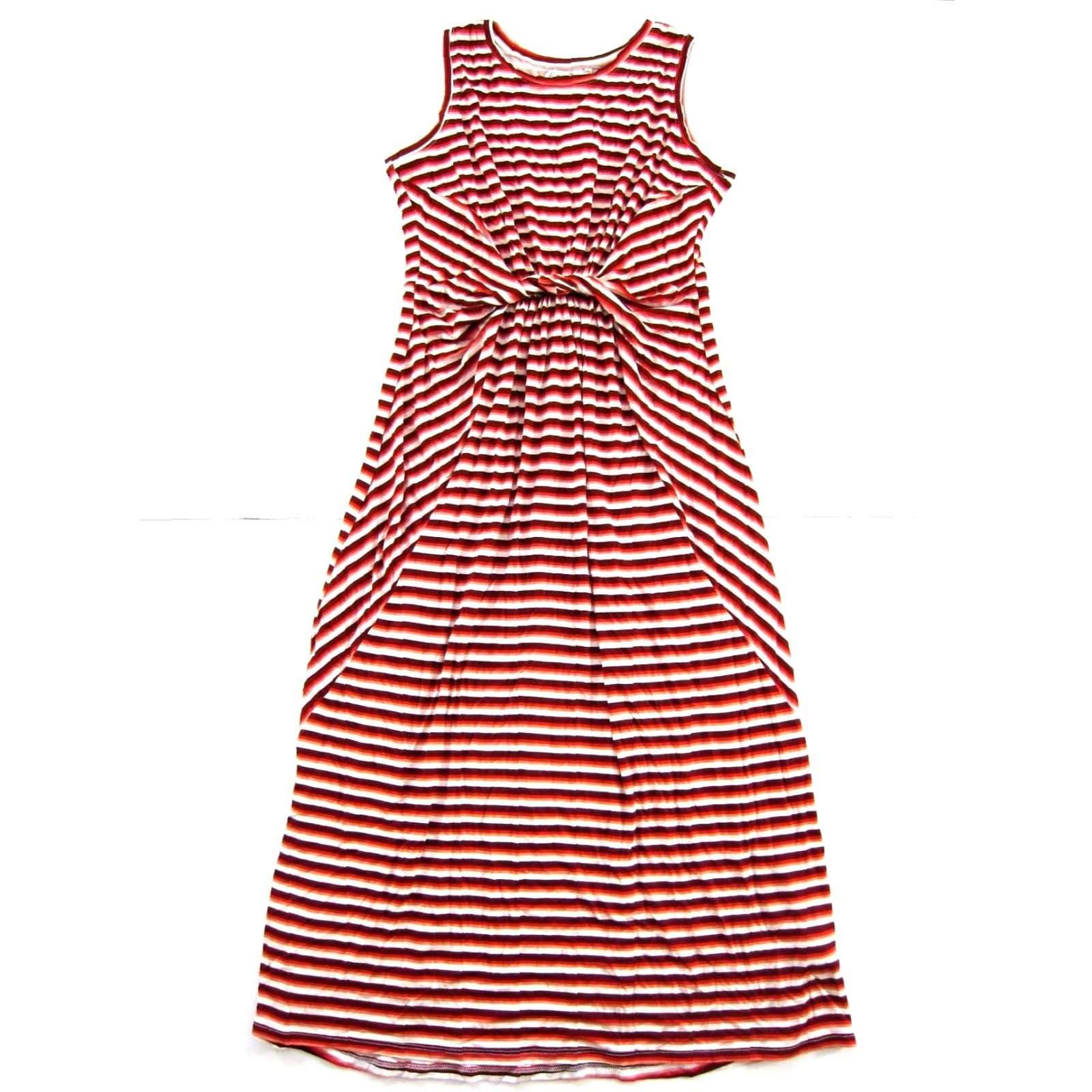 Vintage Maurices 24/7 Red Pink White Stripe Stretch Twist Long Maxi Tank Dress Small Size S / US 4 / IT 40 - 2 Thumbnail
