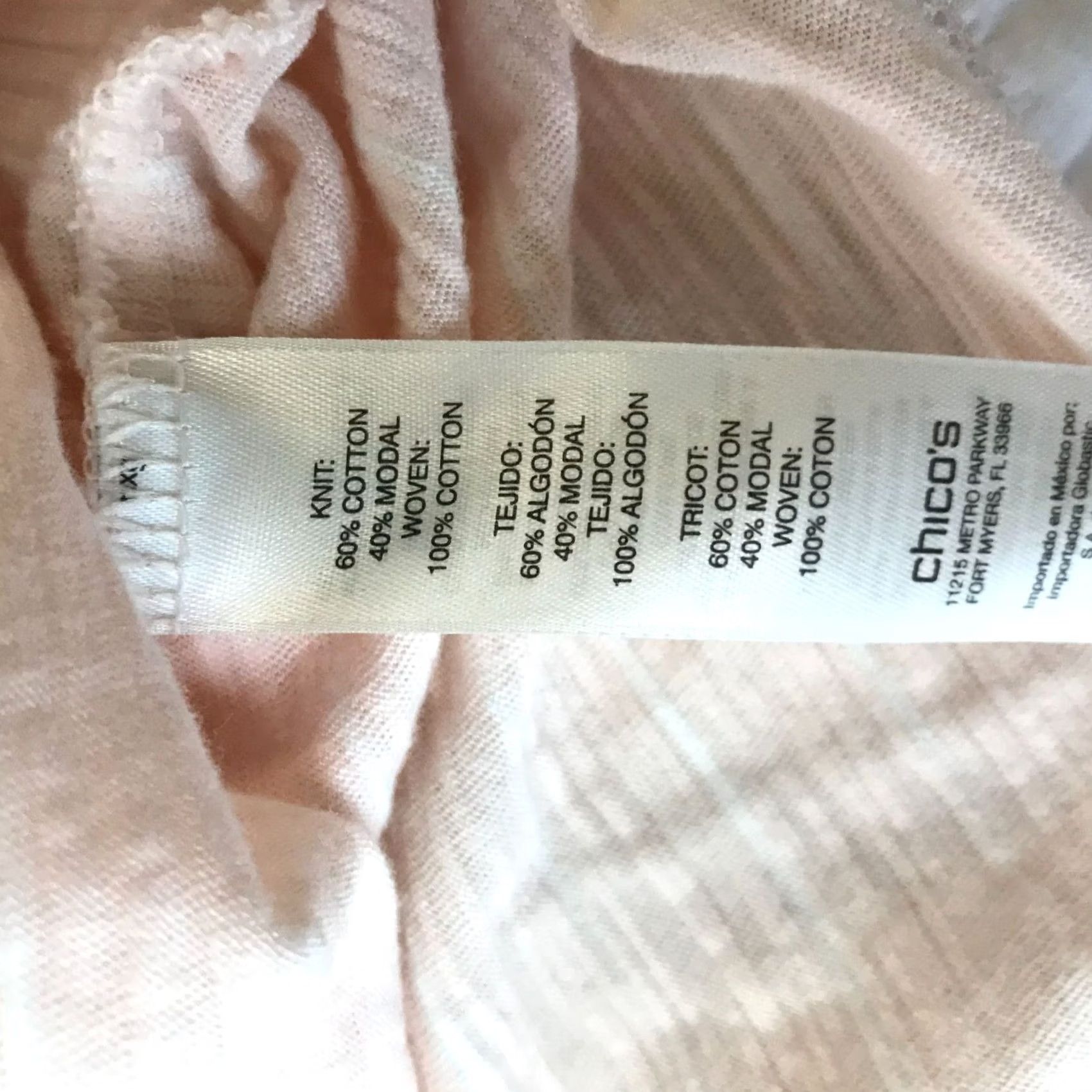 Vintage Chico'S - Womens 2 -Pink Crew Neck Long Sleeve Cotton Blend Top - Pre-Owned Good Size XS / US 0-2 / IT 36-38 - 6 Thumbnail