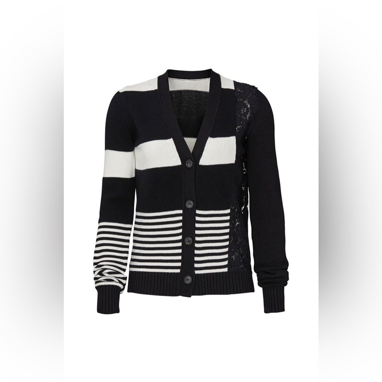 No. 21 No. 21 Size 2 Black and White Striped Lace Cardigan Size XS / US 0-2 / IT 36-38 - 5 Thumbnail