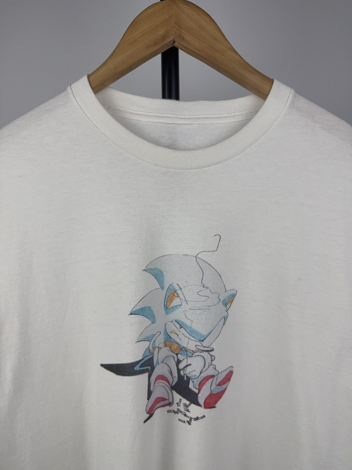 Vintage Sad Sonic Graphic Tee Minimal Line Art Vintage Style Size US M / EU 48-50 / 2 - 2 Thumbnail