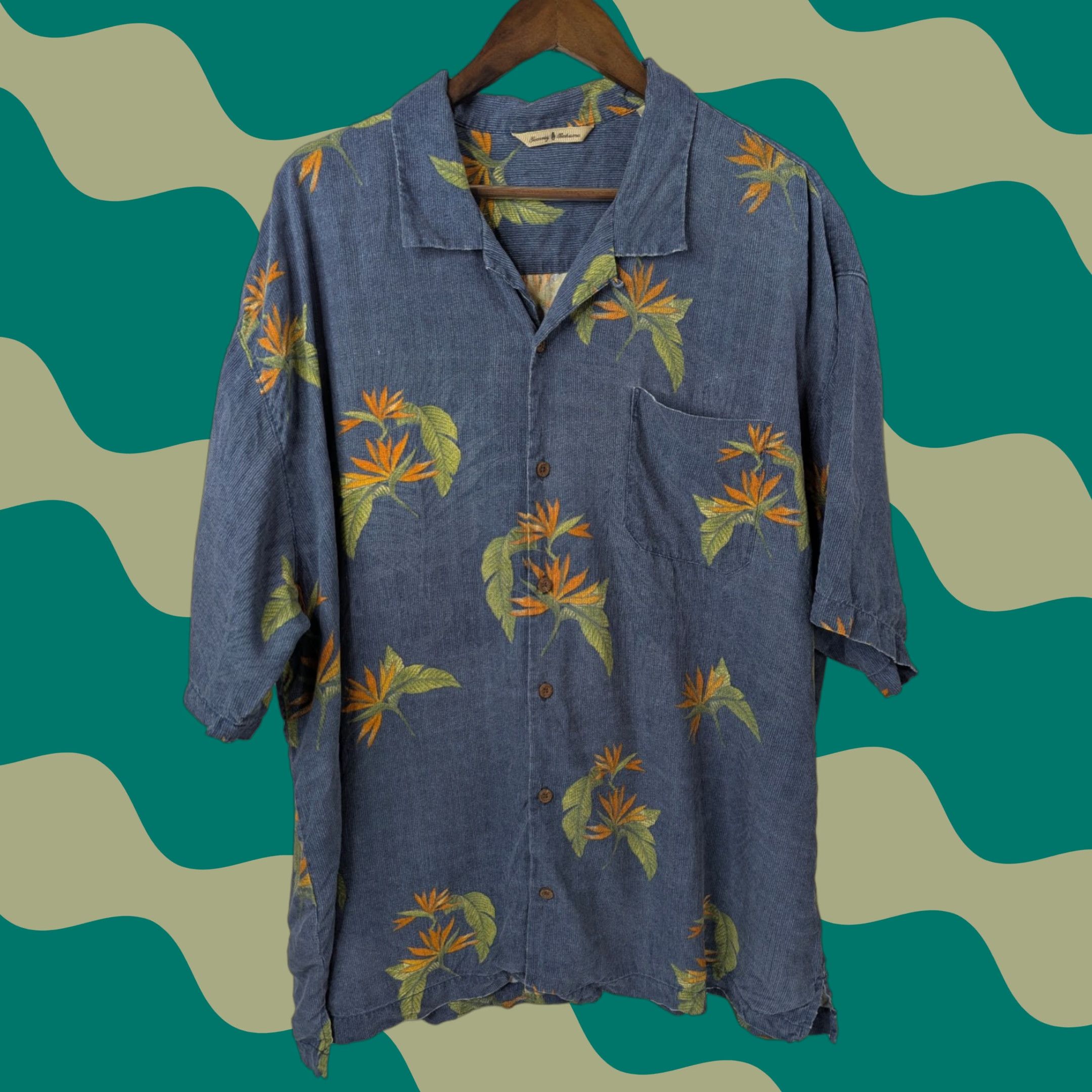 Tommy Bahama Tommy Bahama Shirt Mens 2XL Silk Floral Birds Of Paradise Loop Collar Hawaiian Blue Size US XXL / EU 58 / 5 - 1 Thumbnail