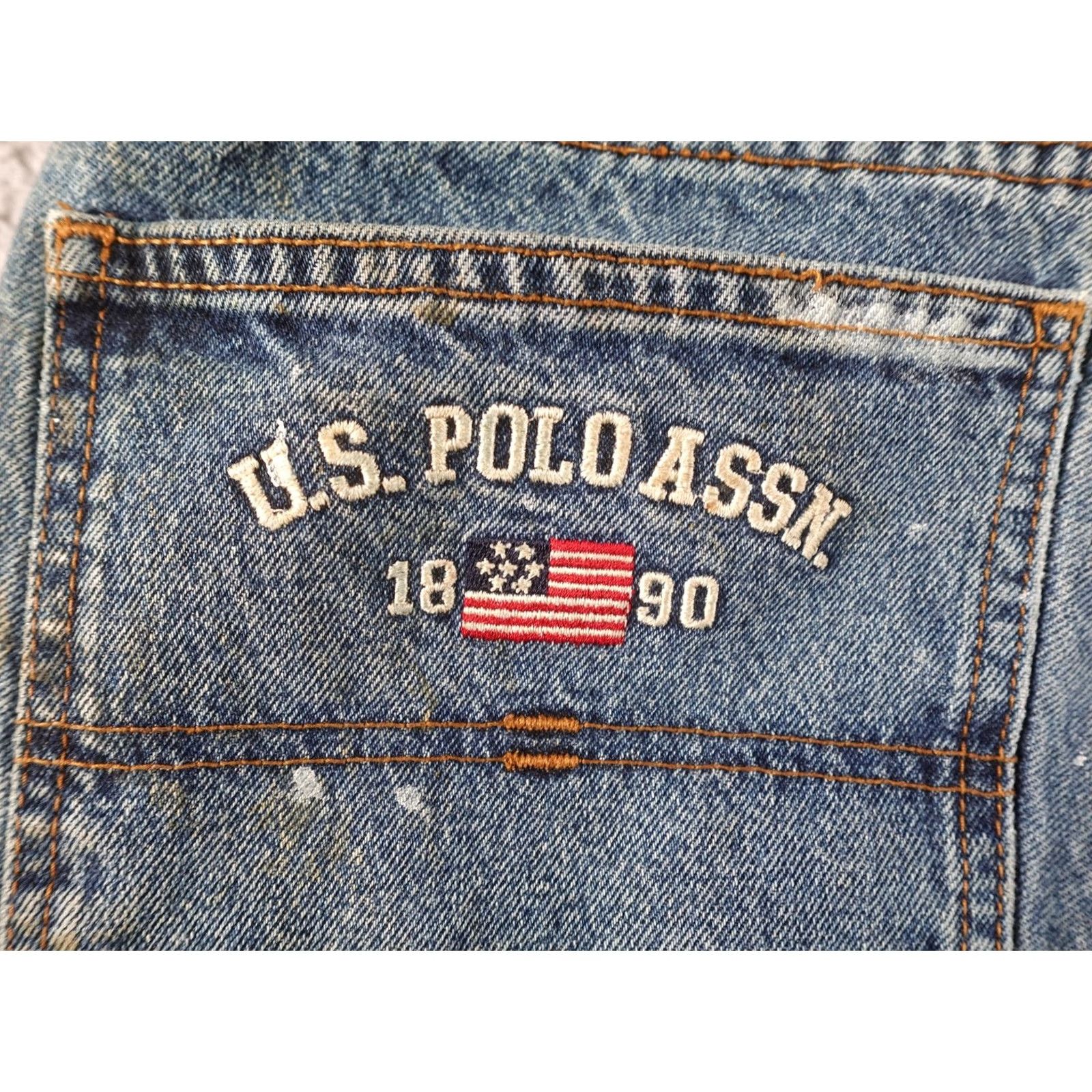 U.S. Polo Assn. VINTAGE US Polo Assn Jeans Mens 32x30 Blue Distressed Carpenter Skater Baggy Straight Pockets USA Flag 1890 Womens/Boys? Size US XS / EU 42 / 0 - 4 Thumbnail