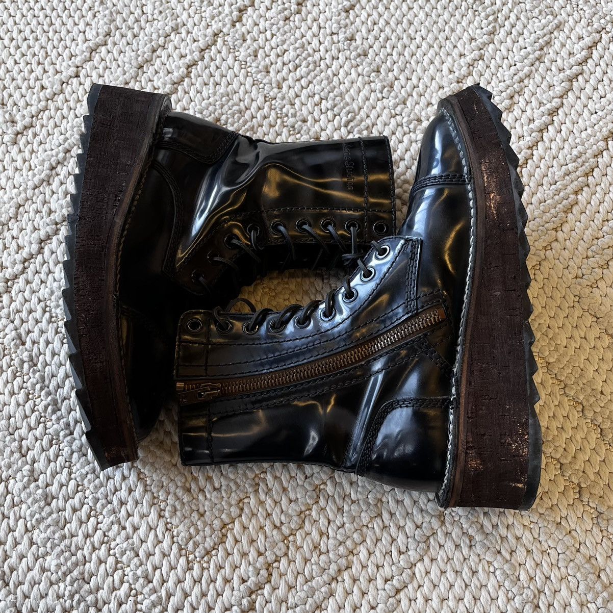 Acne Studios Acne Studios patent leather cork platform combat boots Size US 10 / EU 43 - 5 Thumbnail