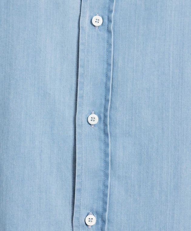 Brunello Cucinelli o1s22i1n0925 Chambray Shirt in Light Blue Size L / US 10 / IT 46 - 5 Thumbnail
