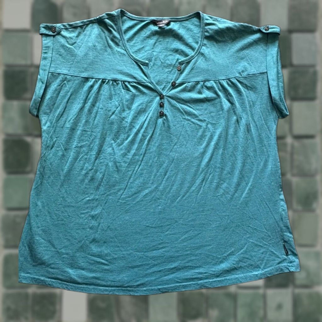 Eddie Bauer VINTAGE Eddie Bauer Top Womens Large L Short Sleeve Teal Shirt Size L / US 10 / IT 46 - 1 Thumbnail