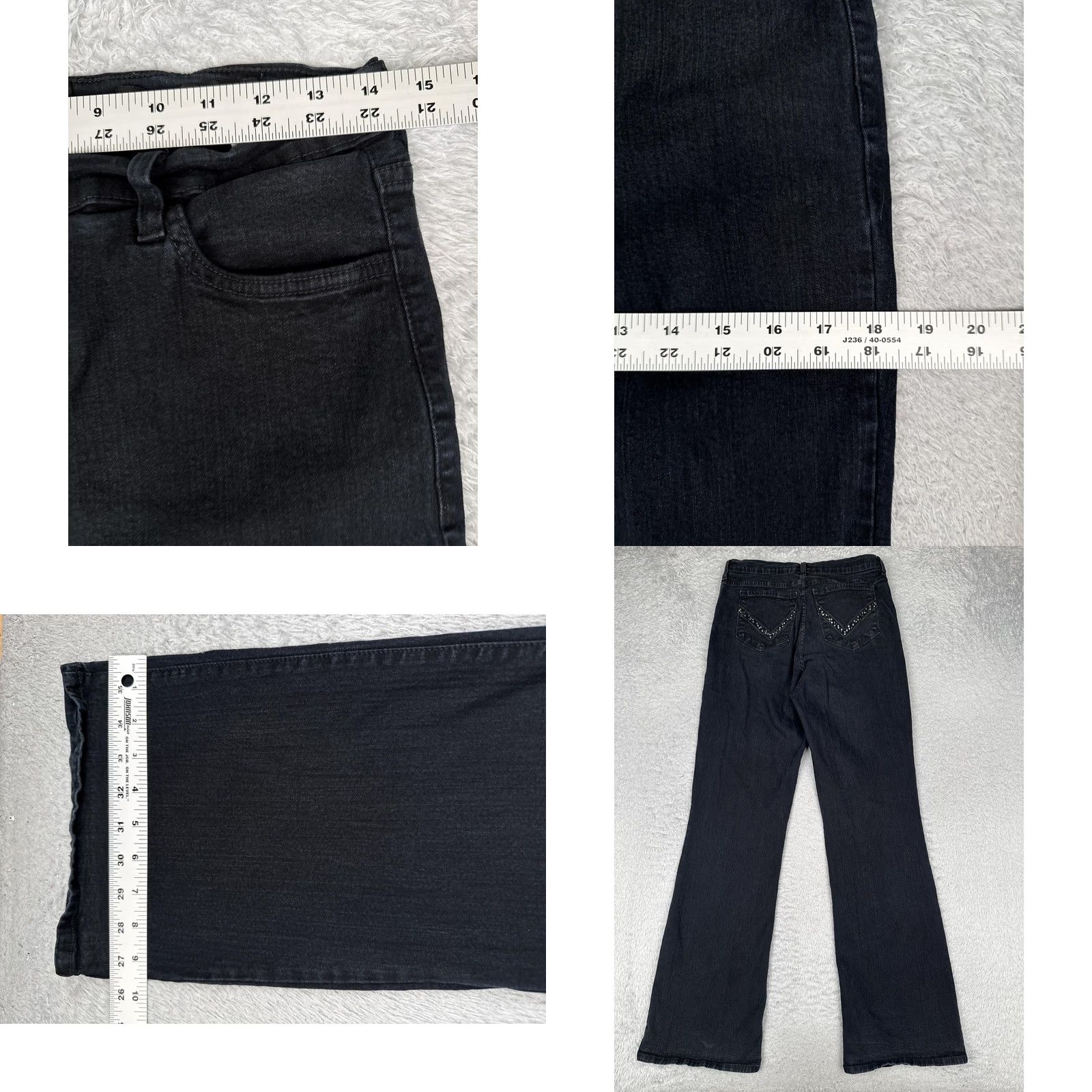 NYDJ NYDJ Jeans Womens 12 Bootcut Black Dark Wash High Rise Stretch Rhinestone 32x32 Denim Cotton Blend Spandex 5-Pocket Design Regular Womens Mens? Size 34" / US 12 / IT 48 - 9 Thumbnail