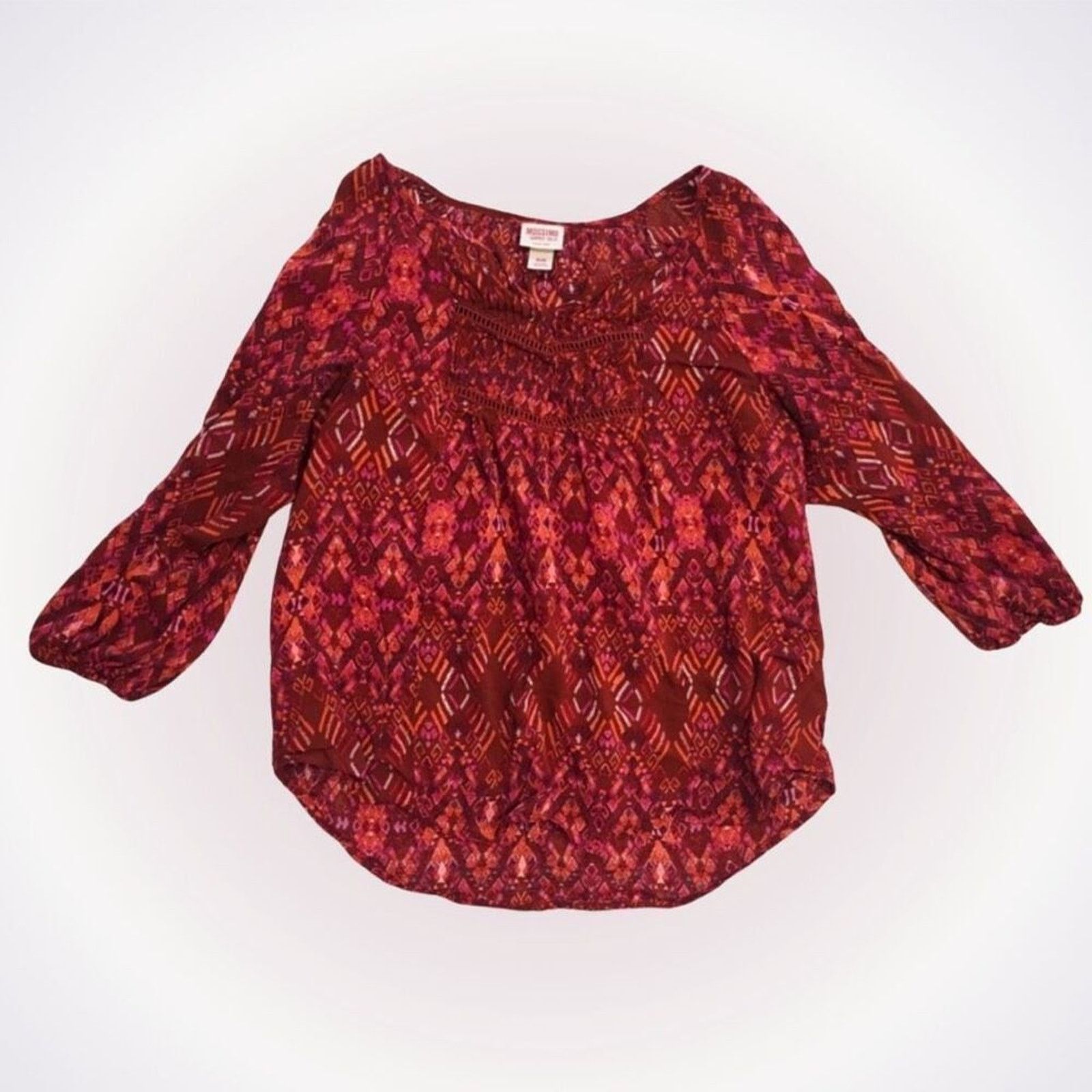 Other Mossimo Red Paisley Peasant Top | Sz M Size M / US 6-8 / IT 42-44 - 1 Thumbnail