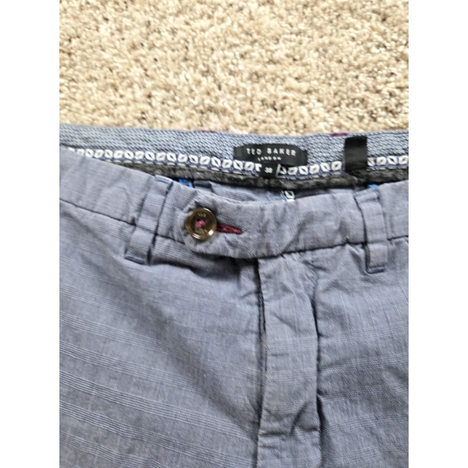 Ted Baker Ted Baker Shorts Mens 38 Gray Check Chino Flat Front Casual 9" Inseam Summer Mens Size US 38 / EU 54 - 3 Thumbnail