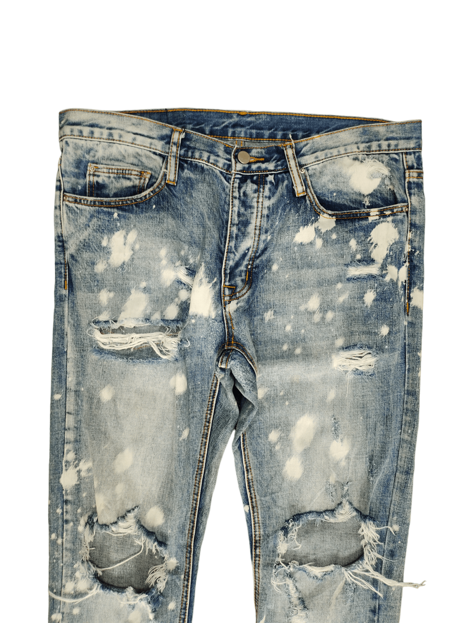 MNML Mnml Bleach Destroy Denim Jeans Skinny Streetwear Size US 34 / EU 50 - 2 Thumbnail