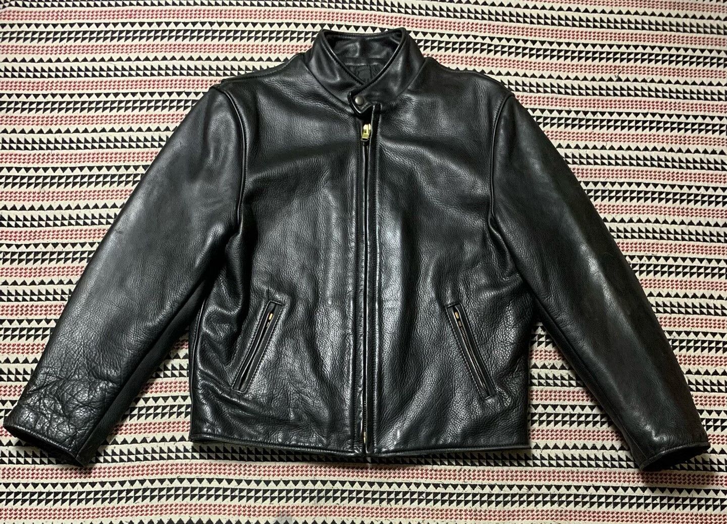 Vintage black leather jacket by U.S.MADE CO. Size US L / EU 52-54 / 3 - 1 Thumbnail