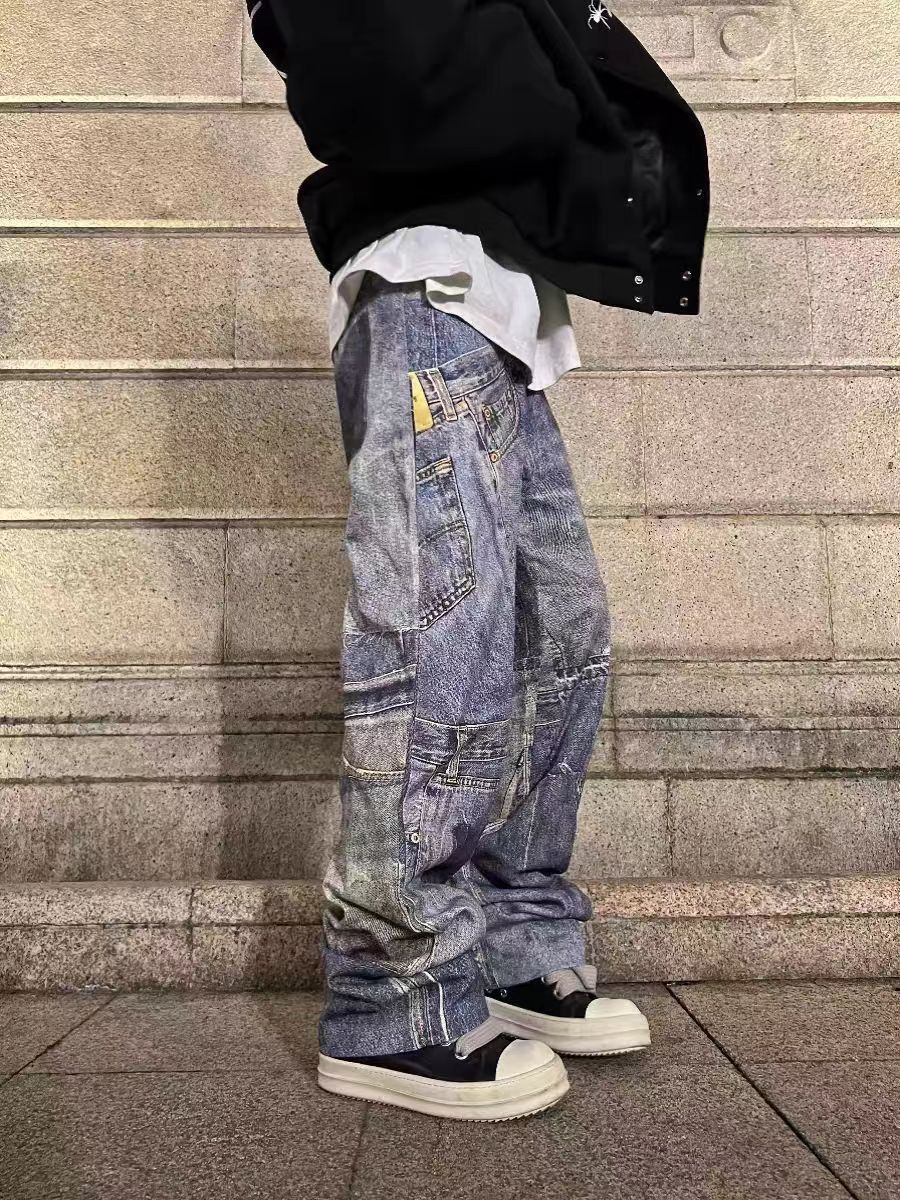 Japanese Brand × Vintage Vintage Street Digital Print Loose Casual Micro Flare Jeans Size US 32 / EU 48 - 4 Thumbnail