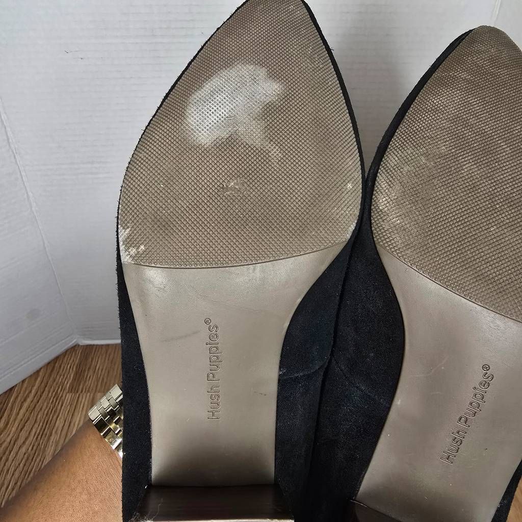 Hush Puppies Hush Puppies Sofie Pump Size 7 Black Nubuck Leather Block Heel Slip-On Shoes Size US 7 / IT 37 - 10 Thumbnail