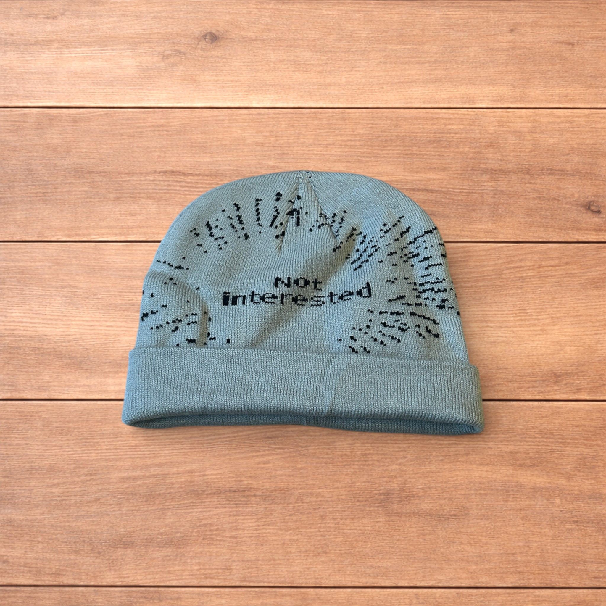 Japanese Brand Japanese vintage style beanie with graphic design in grey. Size ONE SIZE - 4 Thumbnail