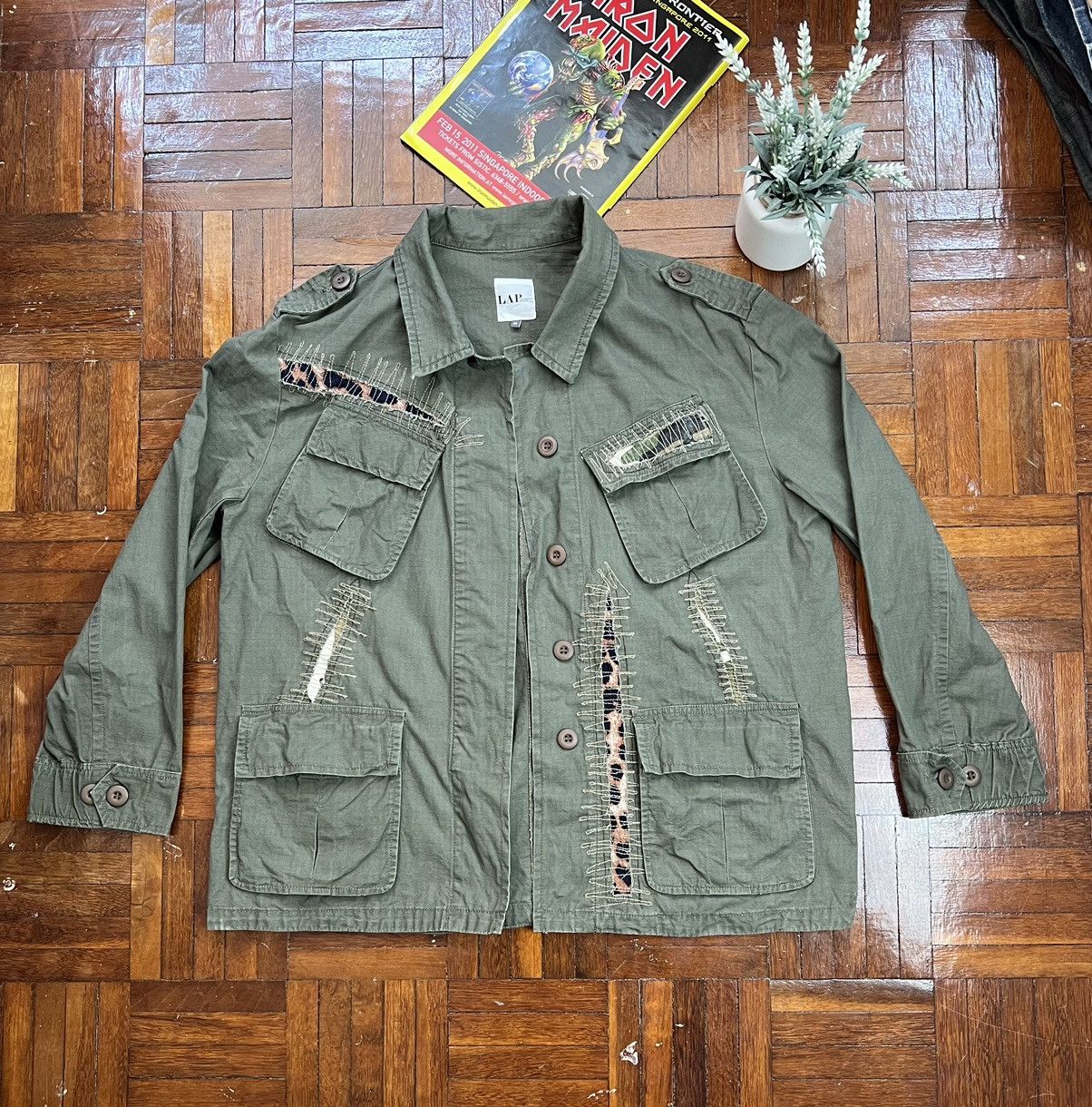 image of Military Lap Army Slant Pocket Jacket Inspired By Us Army Jacket War in Green, Women's (Size Medium