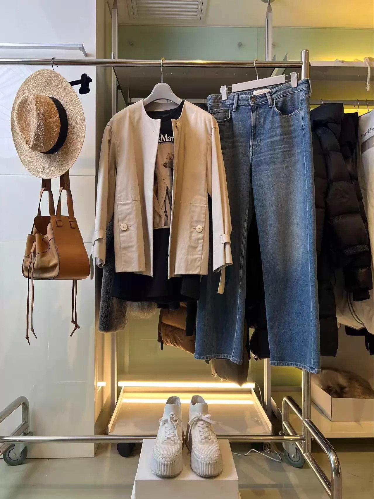 Other MOE Ivory Sheepskin Paneled Oversized Spring/Fall Jacket Size M / US 6-8 / IT 42-44 - 1 Thumbnail