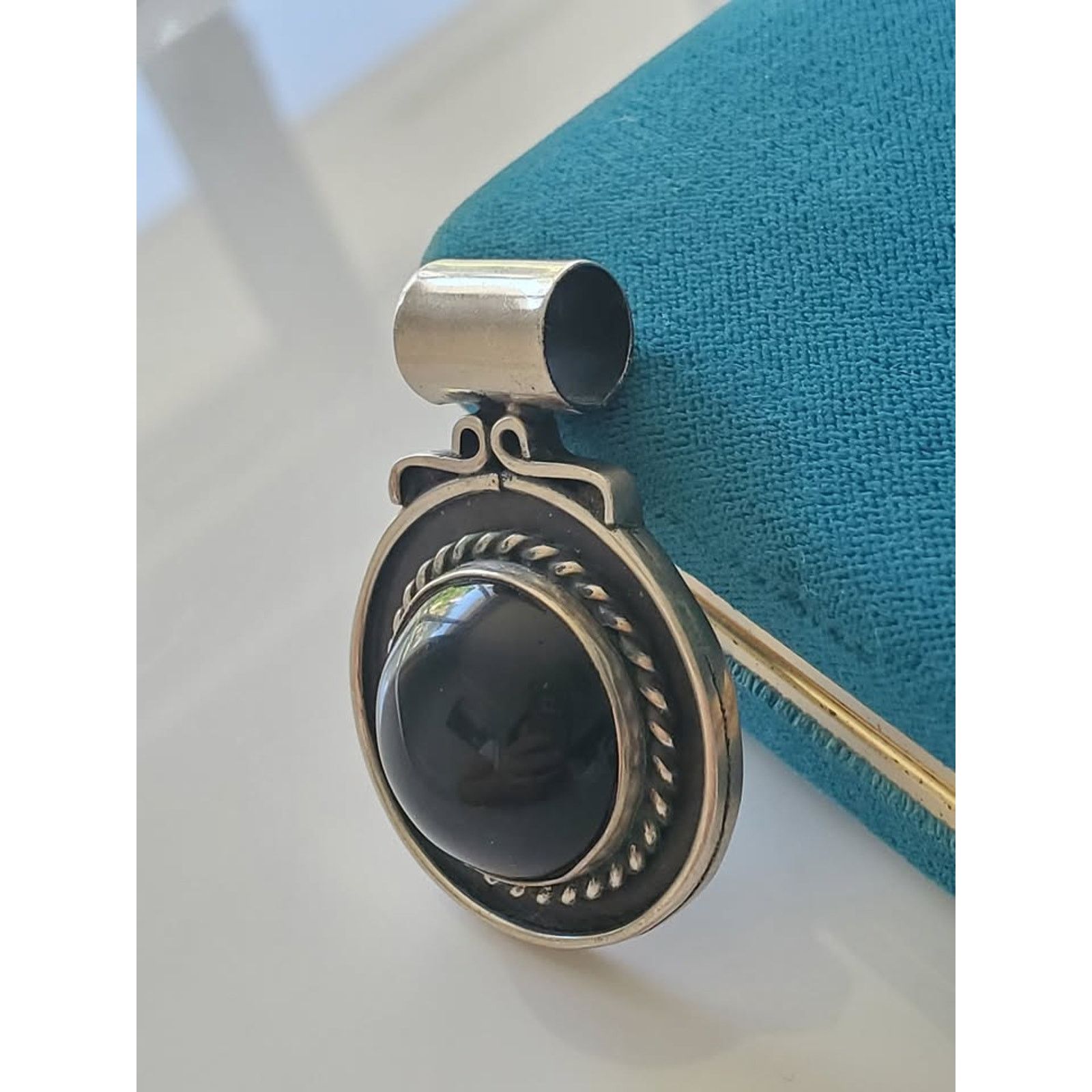 Other Vintage Sterling Silver Onyx Pendant Size ONE SIZE - 2 Thumbnail