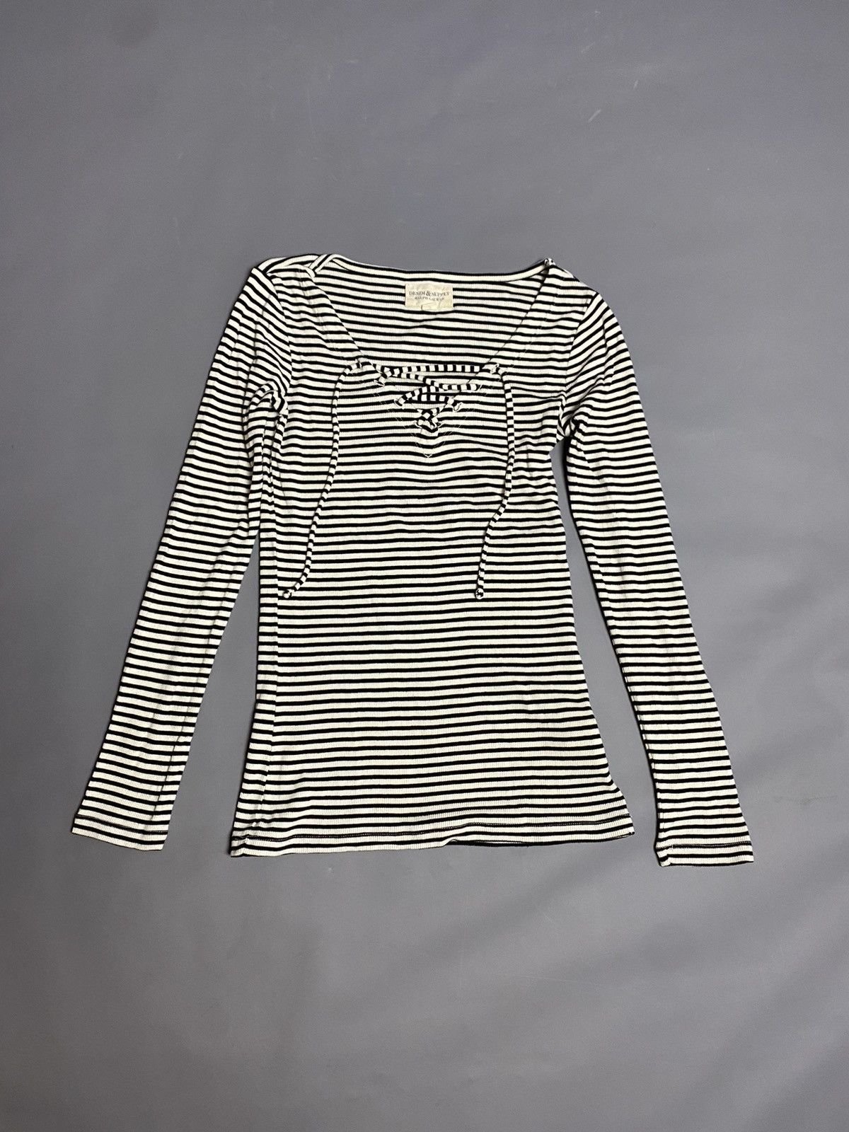 Denim & Supply Ralph Lauren Ralph Lauren Denim & Supply Stripe Lace Up Top S Long Sleeve Size S / US 4 / IT 40 - 5 Thumbnail