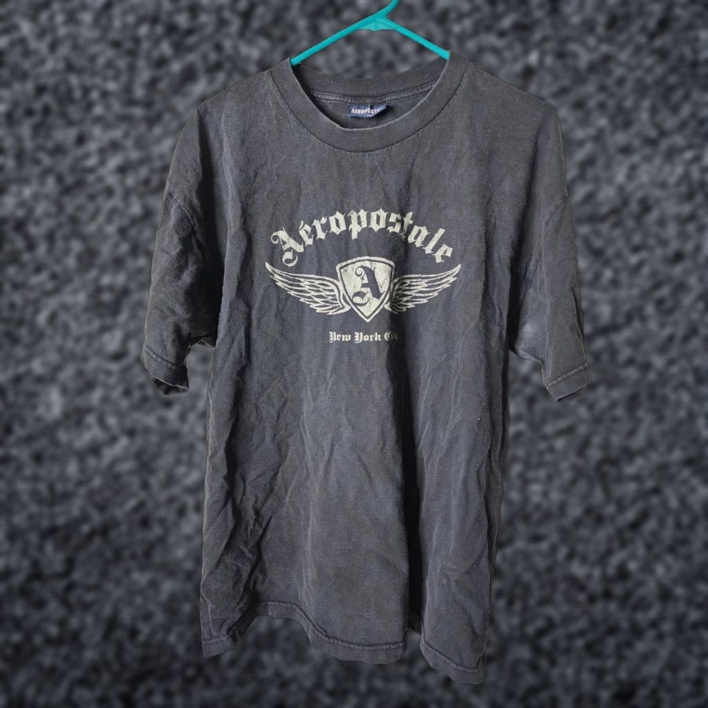 Aeropostale VINTAGE Aeropostale NY Wings T-Shirt Mens XL Black 90s Crew Neck Short Sleeve Cotton Graphic Print Distressed Size US XL / EU 56 / 4 - 1 Thumbnail