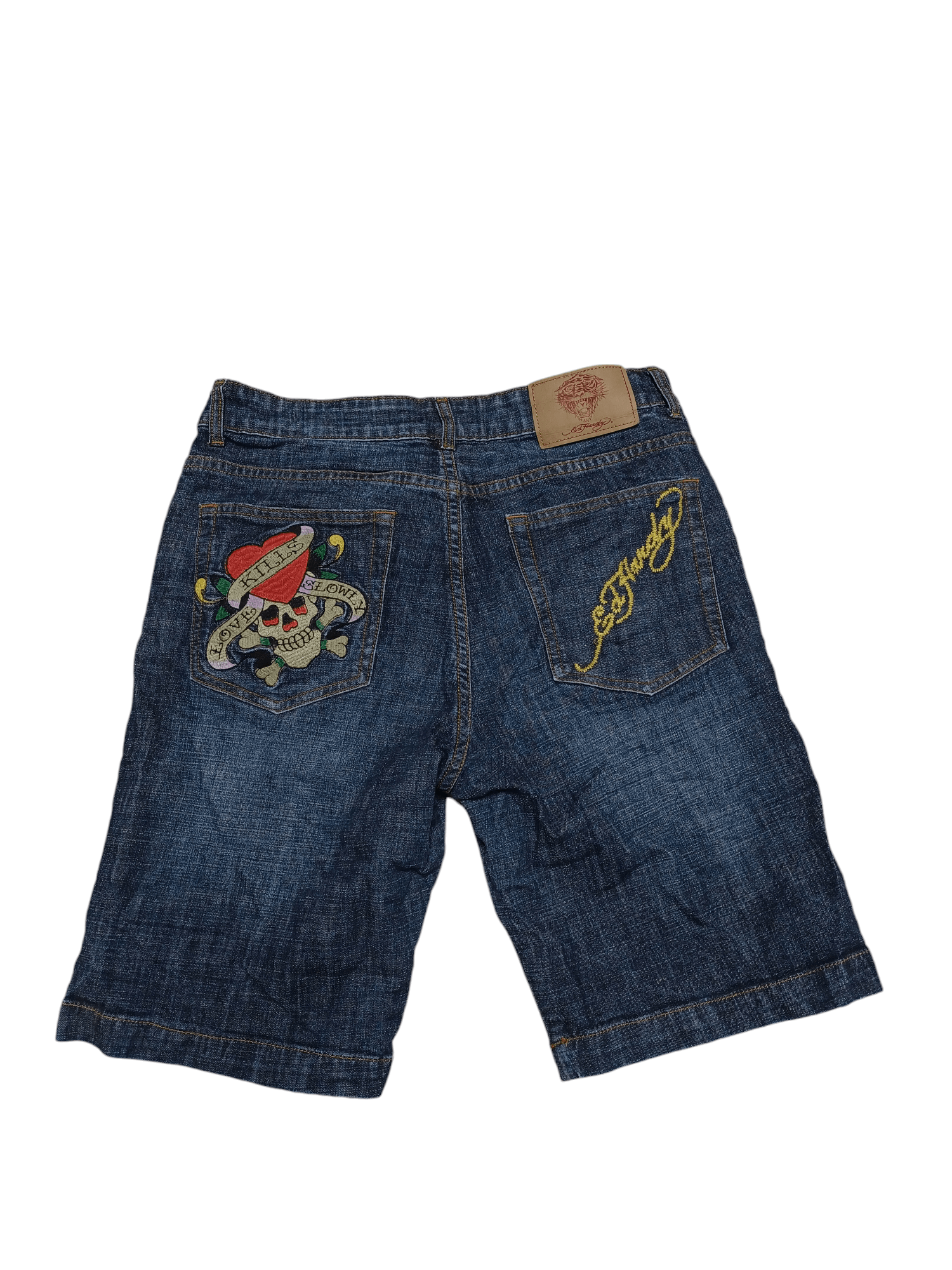 Ed Hardy ED HARDY BIGLOGO EMBROIDERED AVANTGARDE Y2K OPIUM SHORTS Size US 30 / EU 46 - 1 Thumbnail