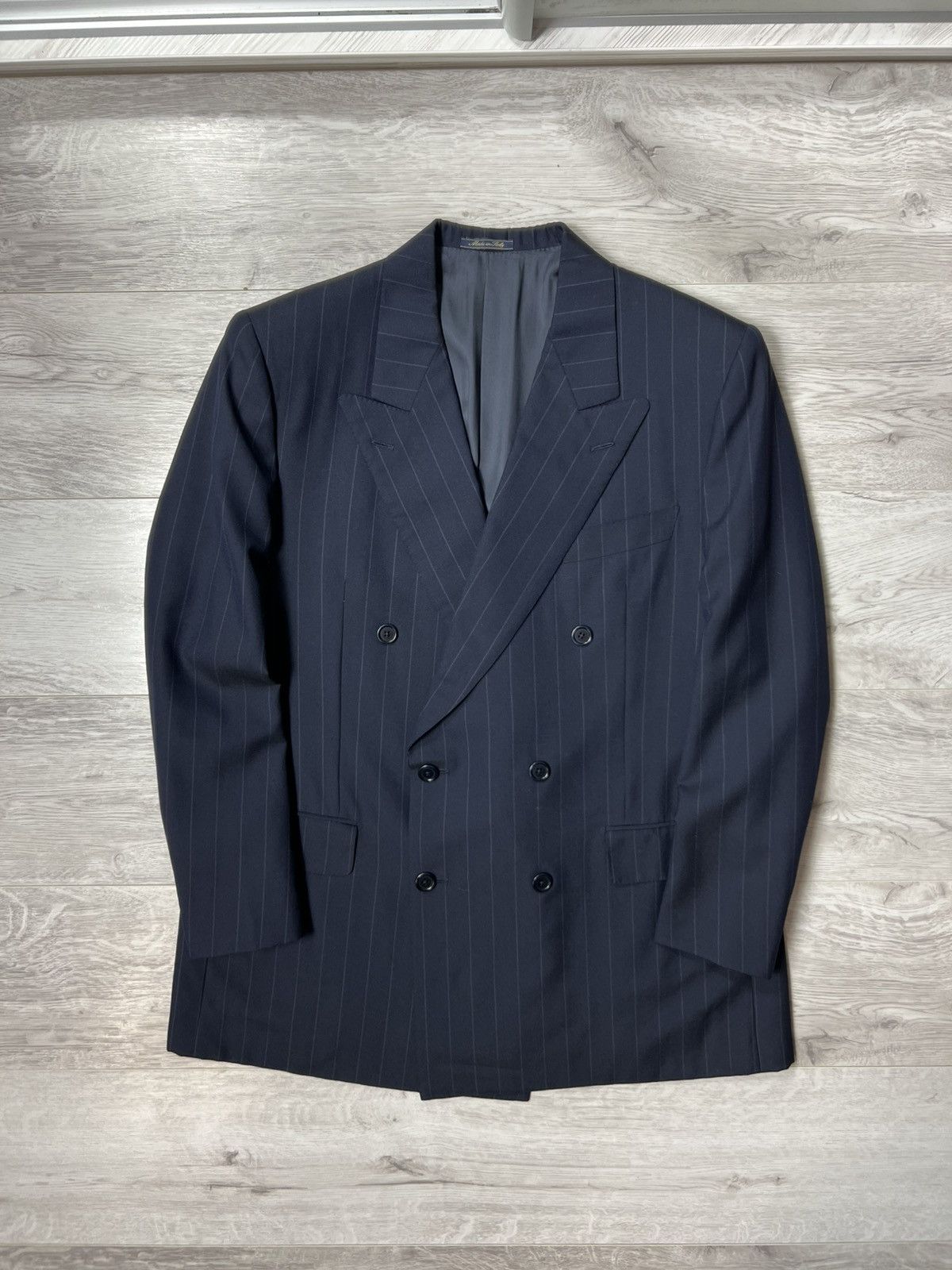 Vintage Zilli Wool Double Breasted Striped Blazer Jacket