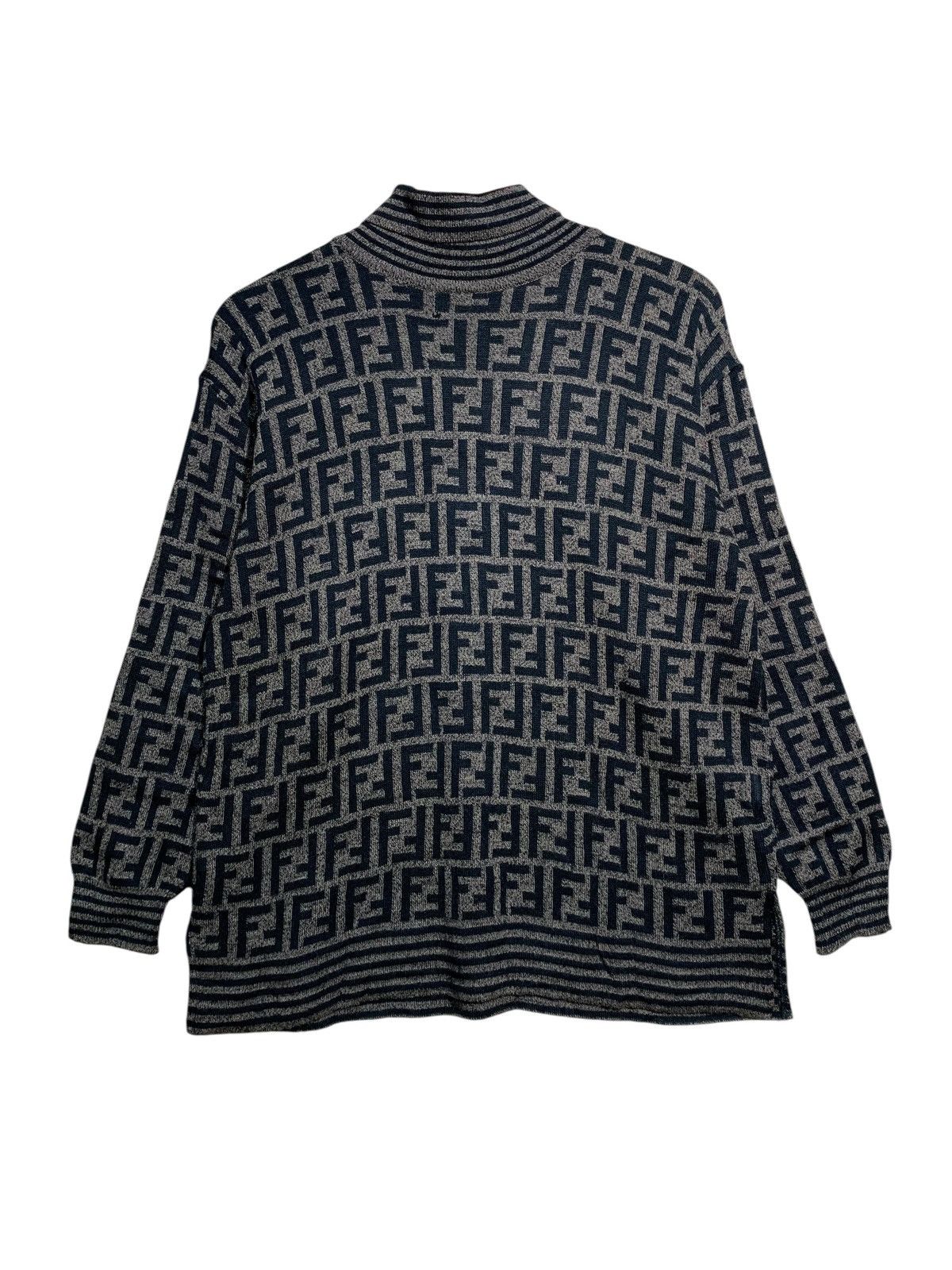 Fendi 🔥VTG FENDI ZUCCA MONOGRAM WOOL KNIT JUMPER TURTLENCK Size L / US 10 / IT 46 - 1 Thumbnail