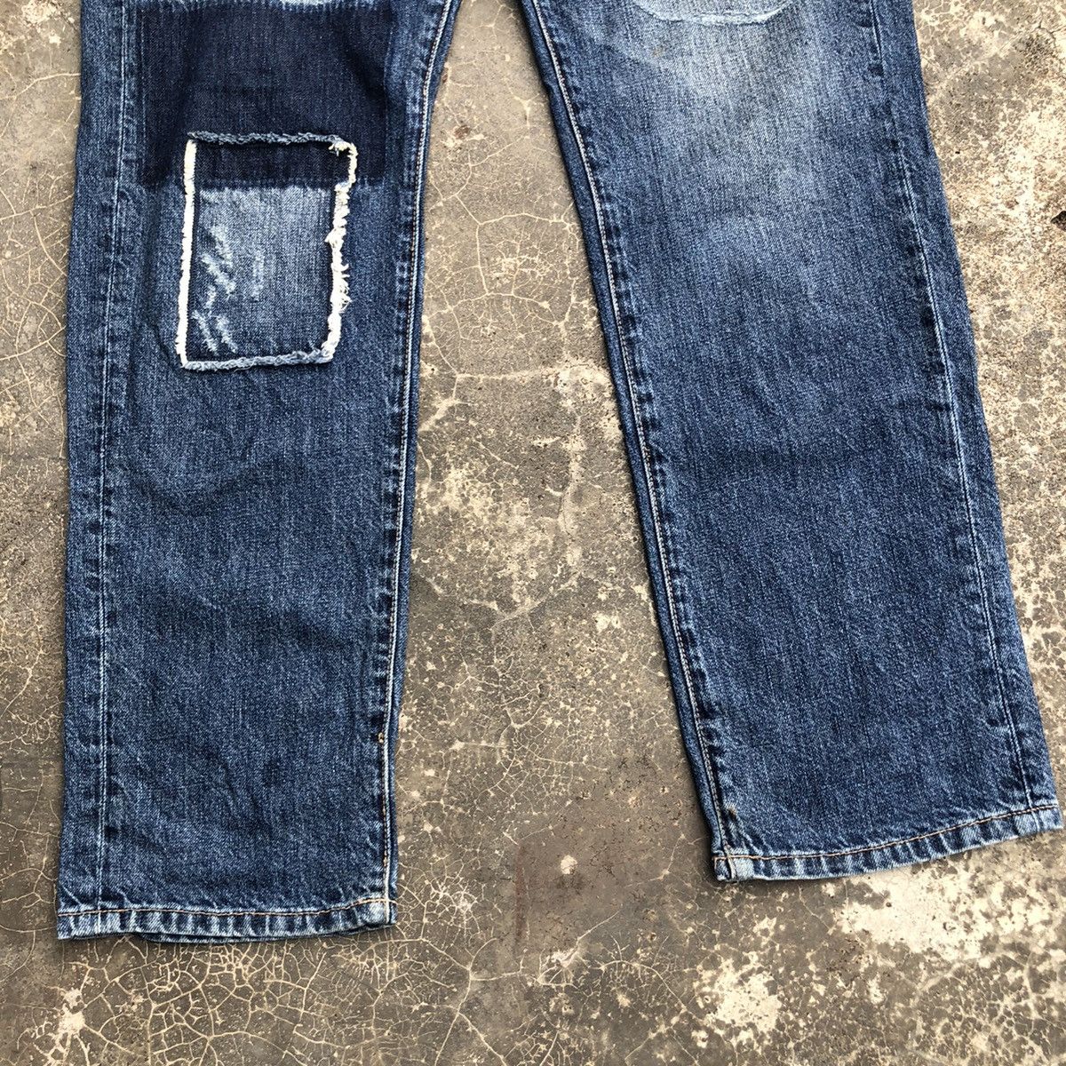 Global Work Vintage Global Work Jeans Faded Patchwork Denim Pants Size US 32 / EU 48 - 3 Thumbnail