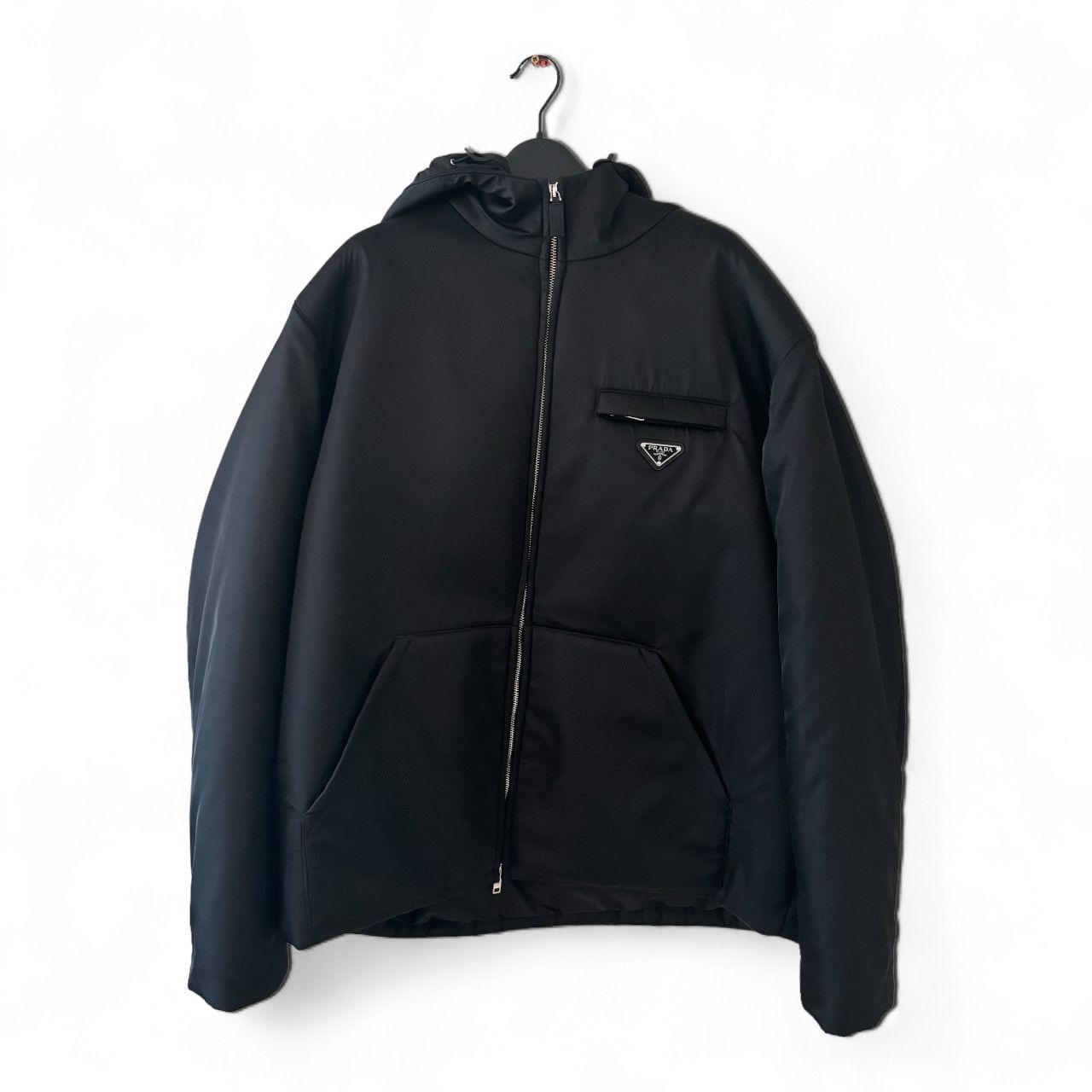 image of Prada Re Nylon Padded Gabardine Bomber Jacket in Black, Men's (Size 2XL)