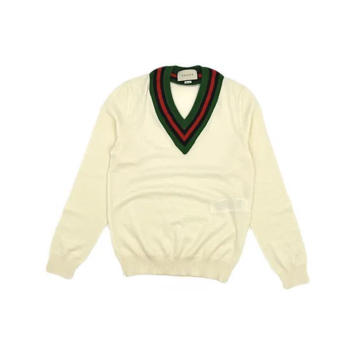Gucci Gucci Gucci Wool Blend V-Neck Sweater for Men -2506 Size US S / EU 44-46 / 1 - 2 Thumbnail