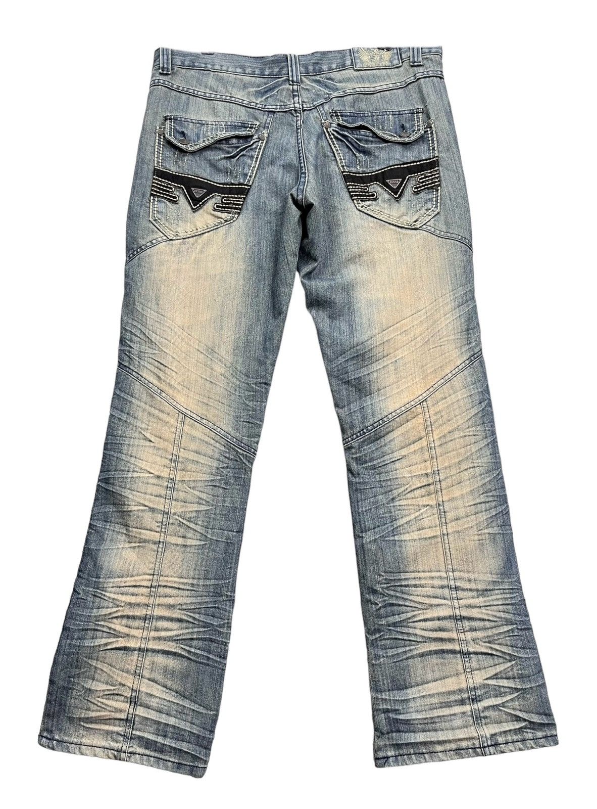 🔥Vintage FUSAI Mud Wash 3D Whisker Claw Mark Easy Fit Denim