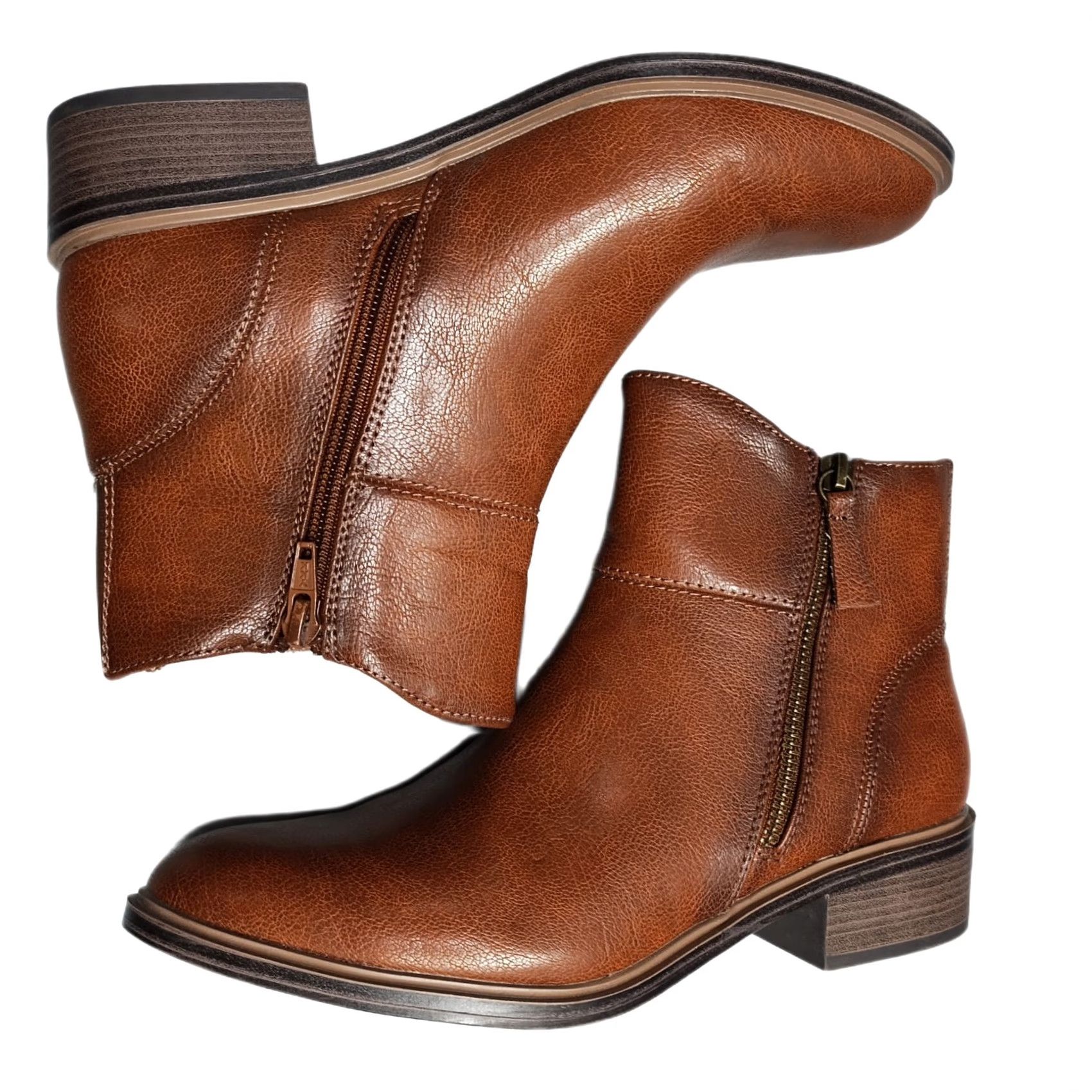 Vintage Baretraps Alona Ankle Boots Womens Size 7M Brown Synthetic Almond Toe Side Zip - Pre-owned, Bootie, Shoes, Easy Slip-On, Casual, Outdoor, 7M Womens Size US 7 / IT 37 - 2 Thumbnail