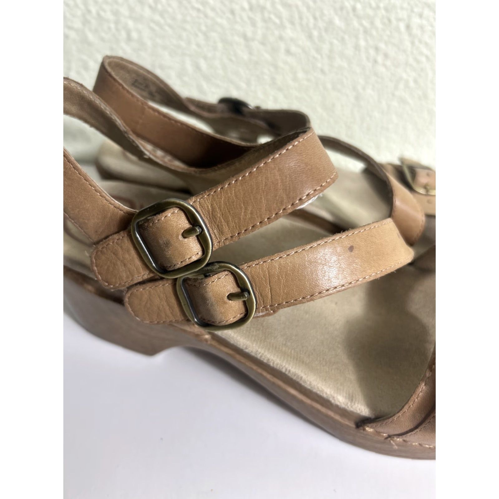 Dansko Dansko Sandal Women Sacha Tan Burnished Leather US 10 EU 40 Strappy Buckle Wedge Arch Support Comfort Slide Size US 10 / IT 40 - 3 Thumbnail