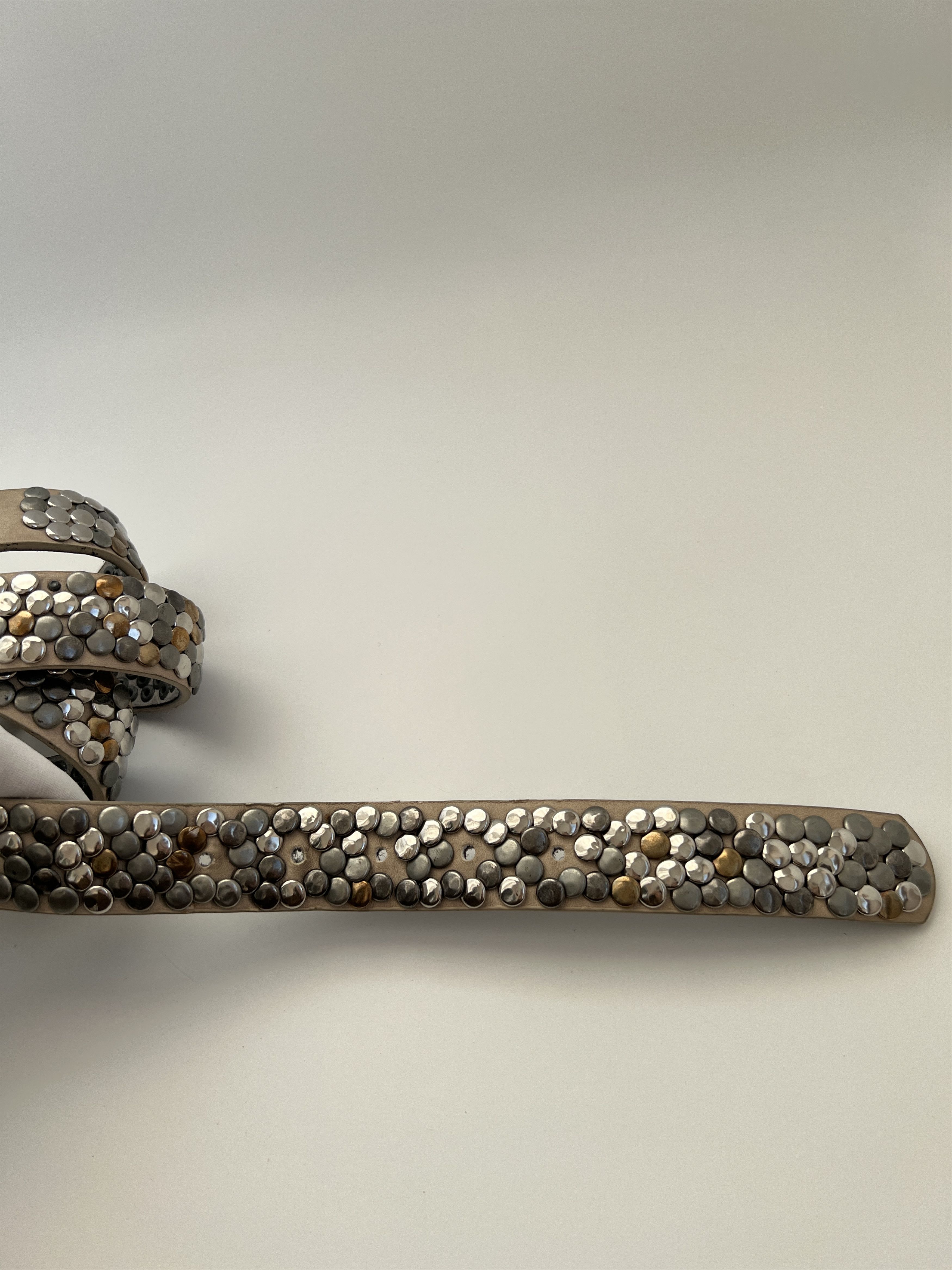 Vintage Rhinestones Belt BB Simon Style Beige Punk Size ONE SIZE - 9 Thumbnail