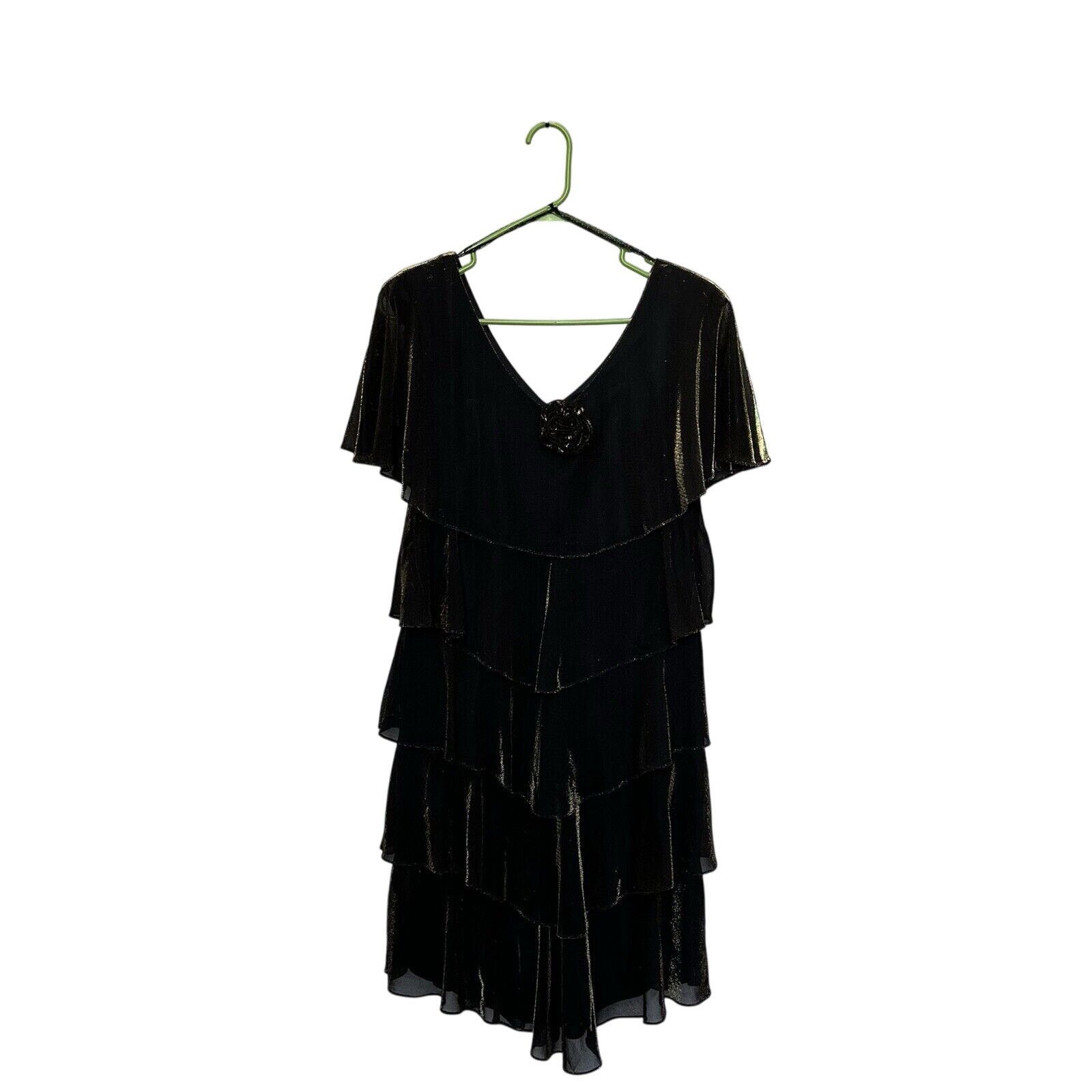 Vintage Patra | Vintage Tiered Metallic Caplet Cocktail Dress Sz 10 Size L / US 10 / IT 46 - 1 Thumbnail