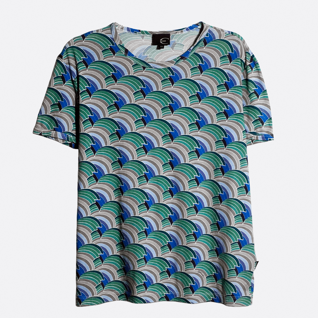 Just Cavalli Just Cavalli Graphic Wave T-Shirt Blue 0X Large Designer Size US L / EU 52-54 / 3 - 2 Thumbnail
