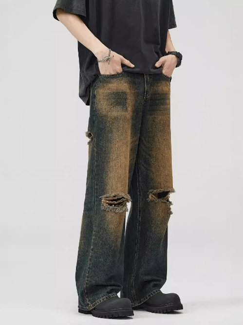Japanese Brand American ripped washed distressed vintage men's baggy jeans Size US 32 / EU 48 - 3 Thumbnail