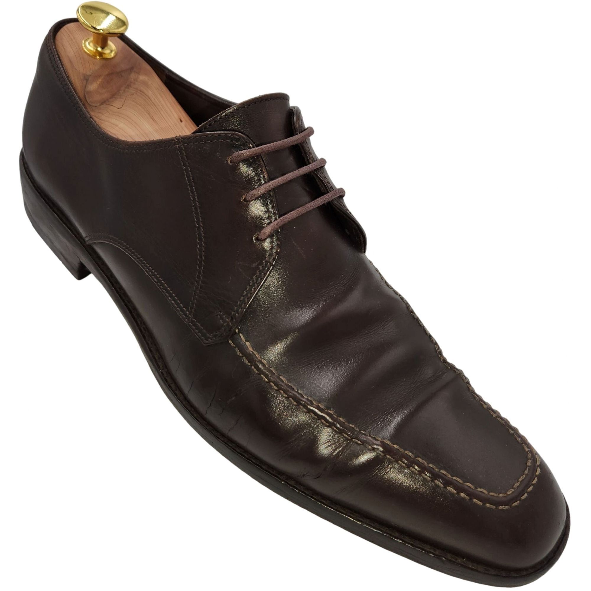 Vintage Salvatore Ferragamo Italy Mens 11 Dark Brown Leather