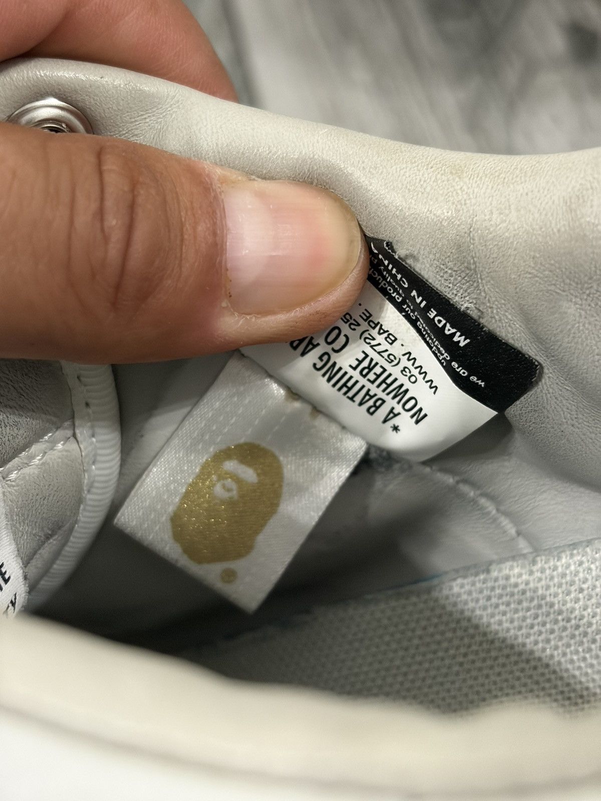 Bape BAPESTA #1 M2 Light Grey Leather Sneakers Size US 10 / EU 43 - 12 Thumbnail