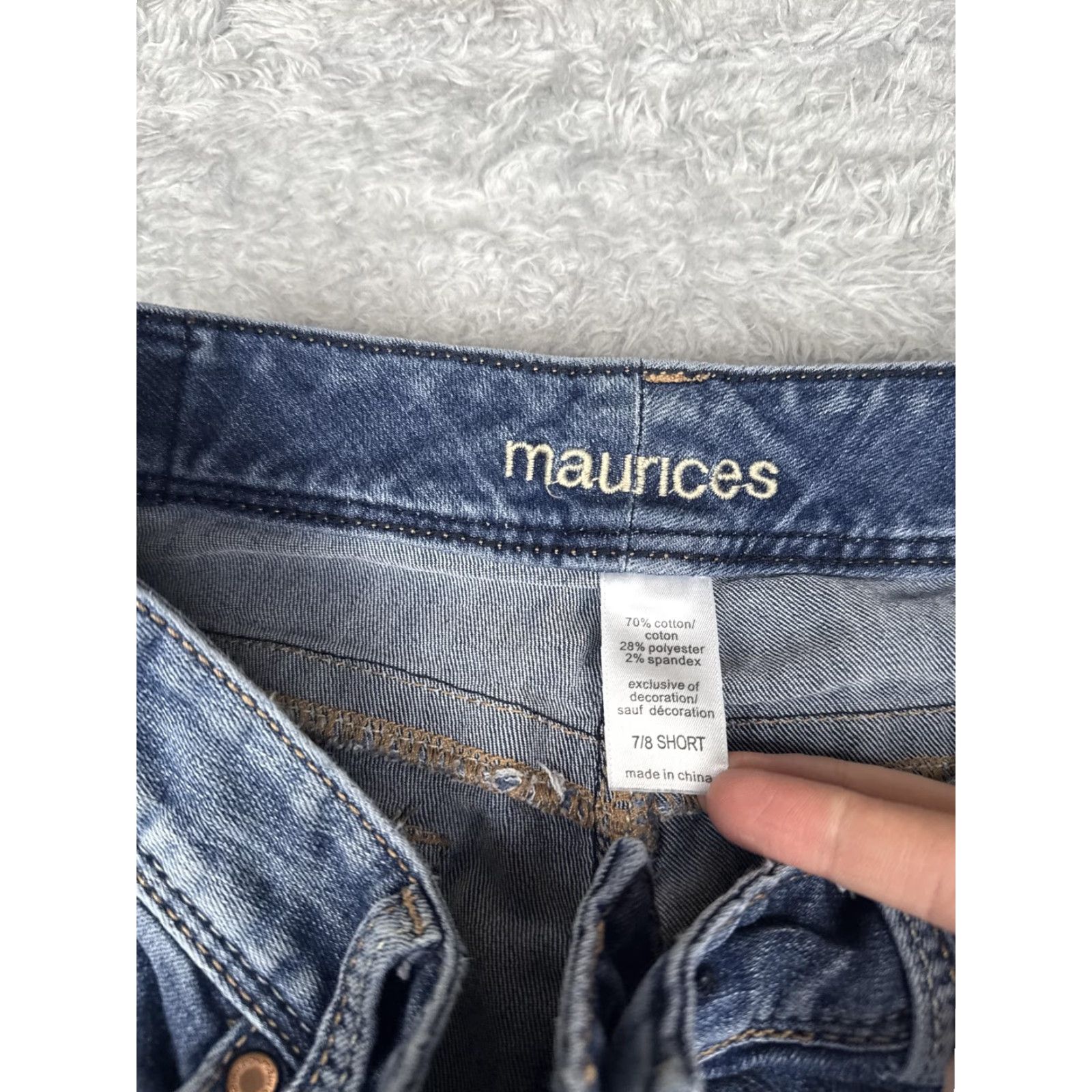 Vintage Maurices Jeans Womens 7/8 Short Blue Medium Wash Bootcut Stretch Denim 29x29 Mens? Size 28" / US 6 / IT 42 - 6 Thumbnail