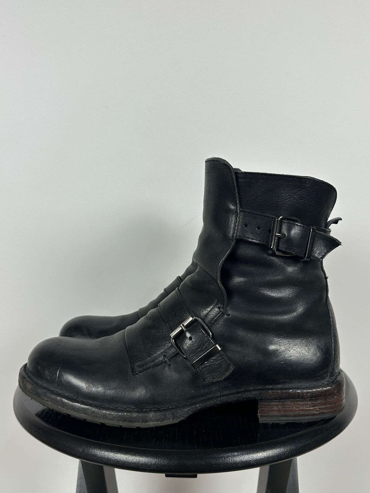 MoMA MoMA Black Leather Buckle Ankle Biker Boots Size US 10 / IT 40 - 3 Thumbnail
