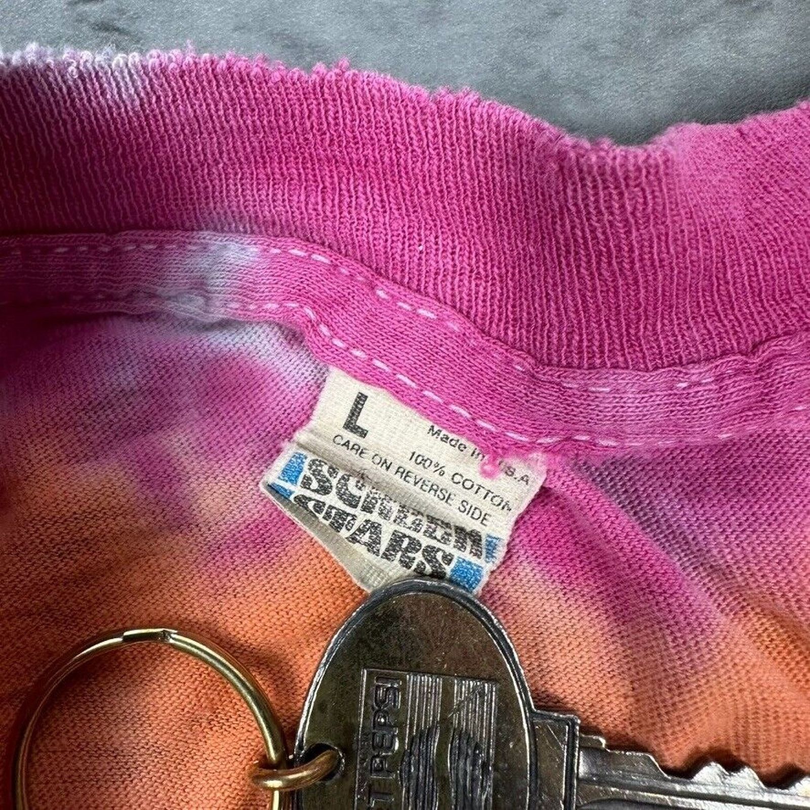 Vintage Vintage Screen Stars Pink Orange Tie Dye Swirl T Shirt Size US M / EU 48-50 / 2 - 2 Thumbnail