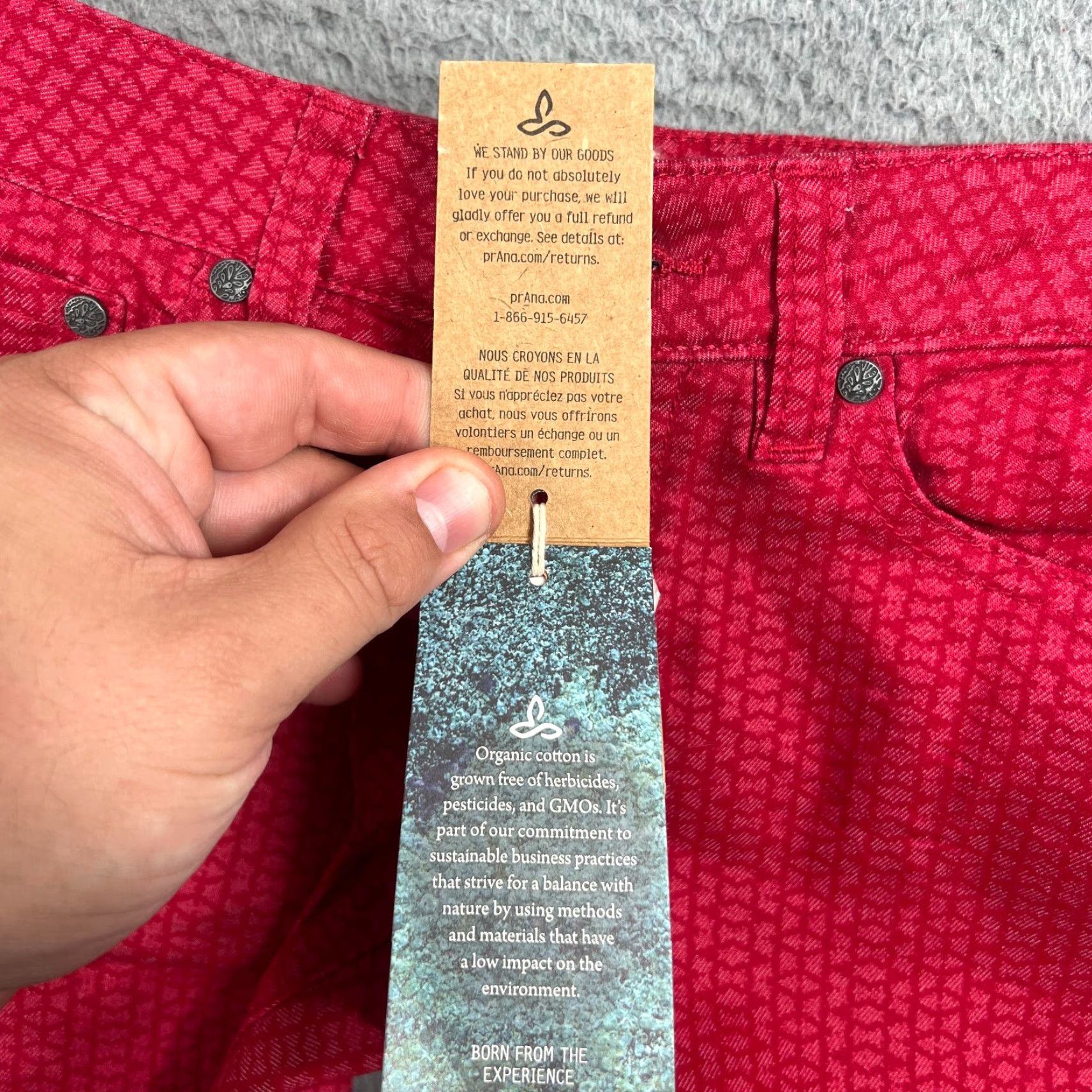 Prana prAna Womens Skinny Jeans Size 0 Red Geometric Organic Cotton Fitted 5-Pocket Size 25" / US 0 / IT 36 - 6 Thumbnail