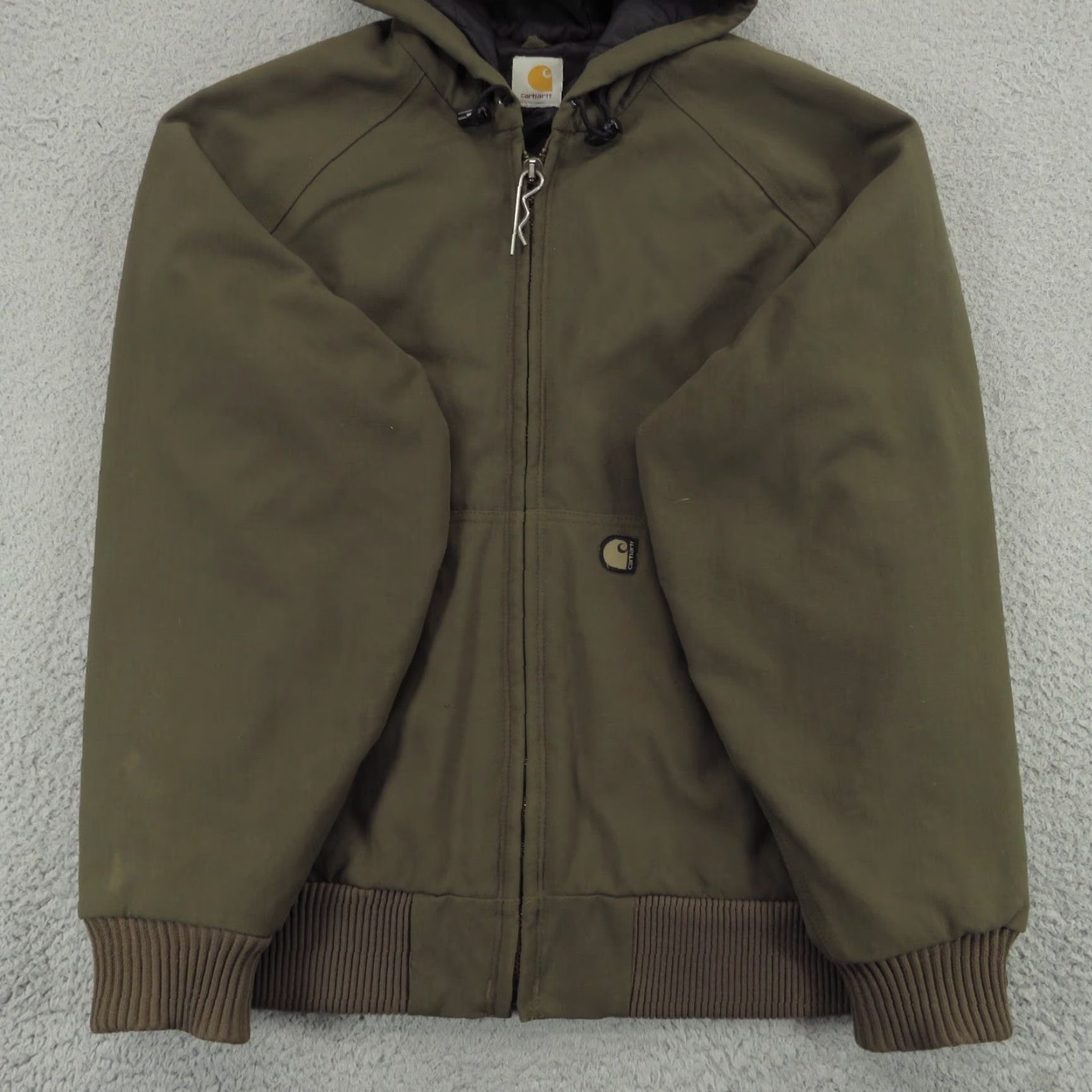 Carhartt VINTAGE Carhartt Jacket Mens 2XL Green Full Zip Hooded Quilt Lined Coat J130 90s Grunge USA Army Outdoors Workwear Bomber Jacket Outdoors Mens Size US XXL / EU 58 / 5 - 4 Thumbnail