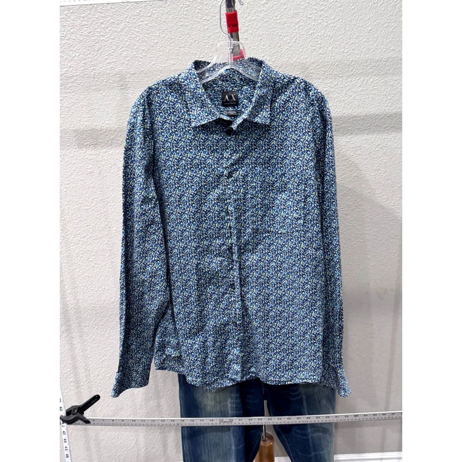 Armani Armani Shirt Mens XL Exchange Blue Yellow Psychedelic LONG SLEEVE Size US XL / EU 56 / 4 - 4 Thumbnail