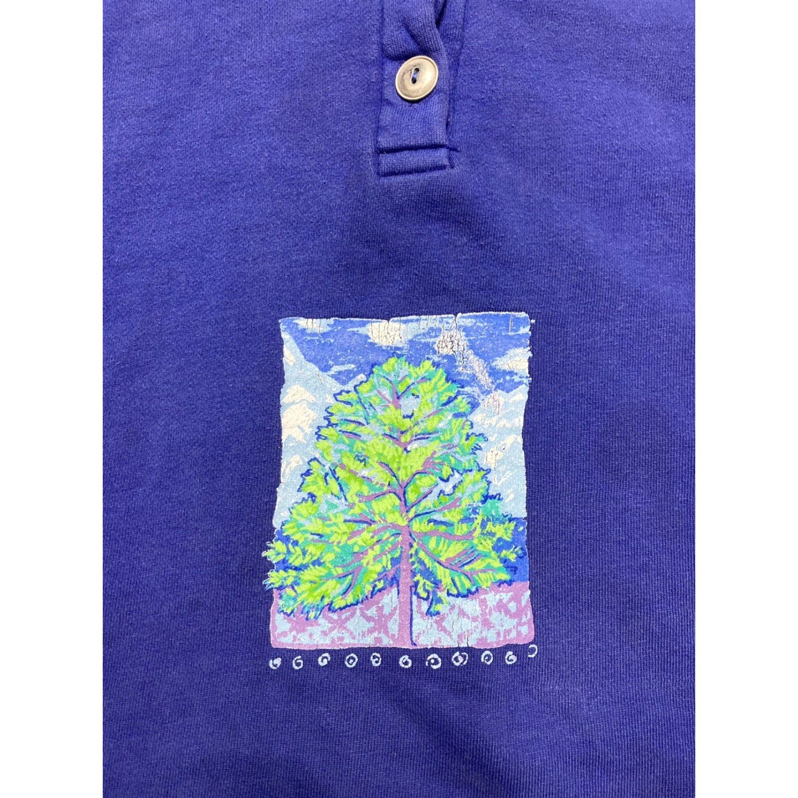Vintage VINTAGE 90s pullover hoodie tree forest nature cotton button made in USA XL Hoodie Men Green Pullover 90s Size US XL / EU 56 / 4 - 2 Thumbnail